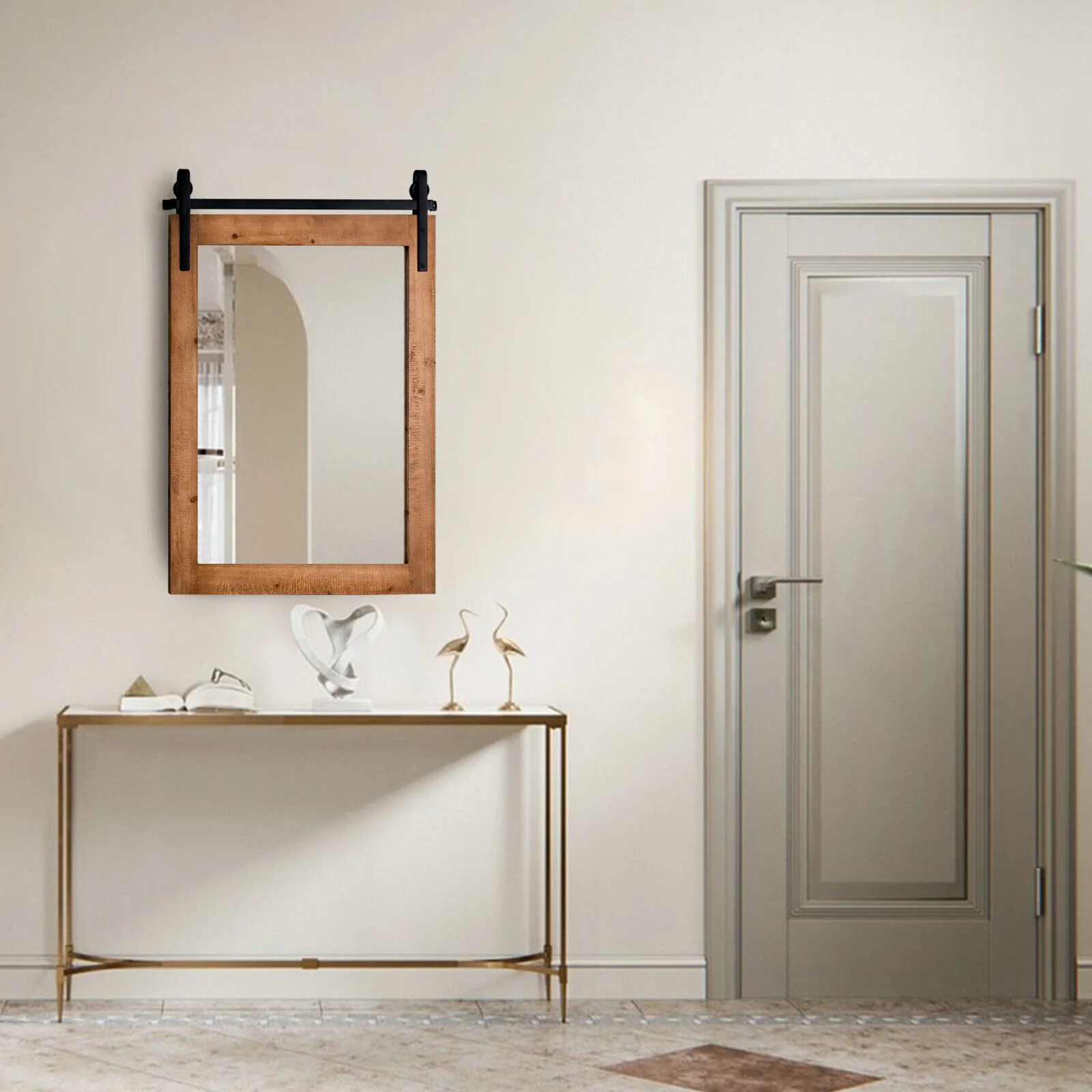 30 x 22 Inch Wall Mirror, Wood Frame, Brown - Image 7