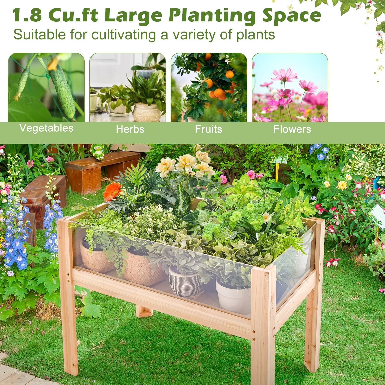 30/47 Inch Wooden Raised Garden Bed-S, Natural - Image 10
