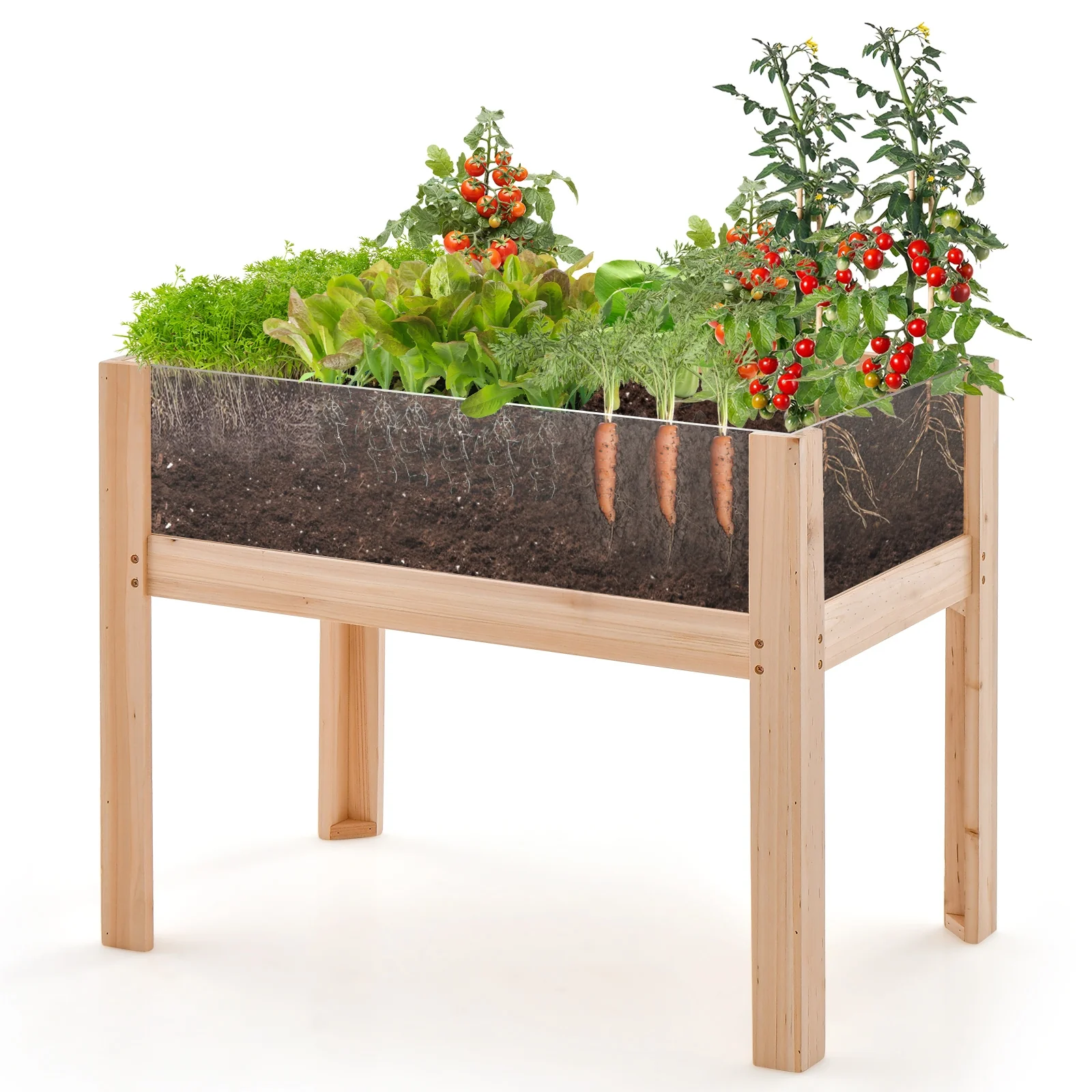 30/47 Inch Wooden Raised Garden Bed-S, Natural - Image 5