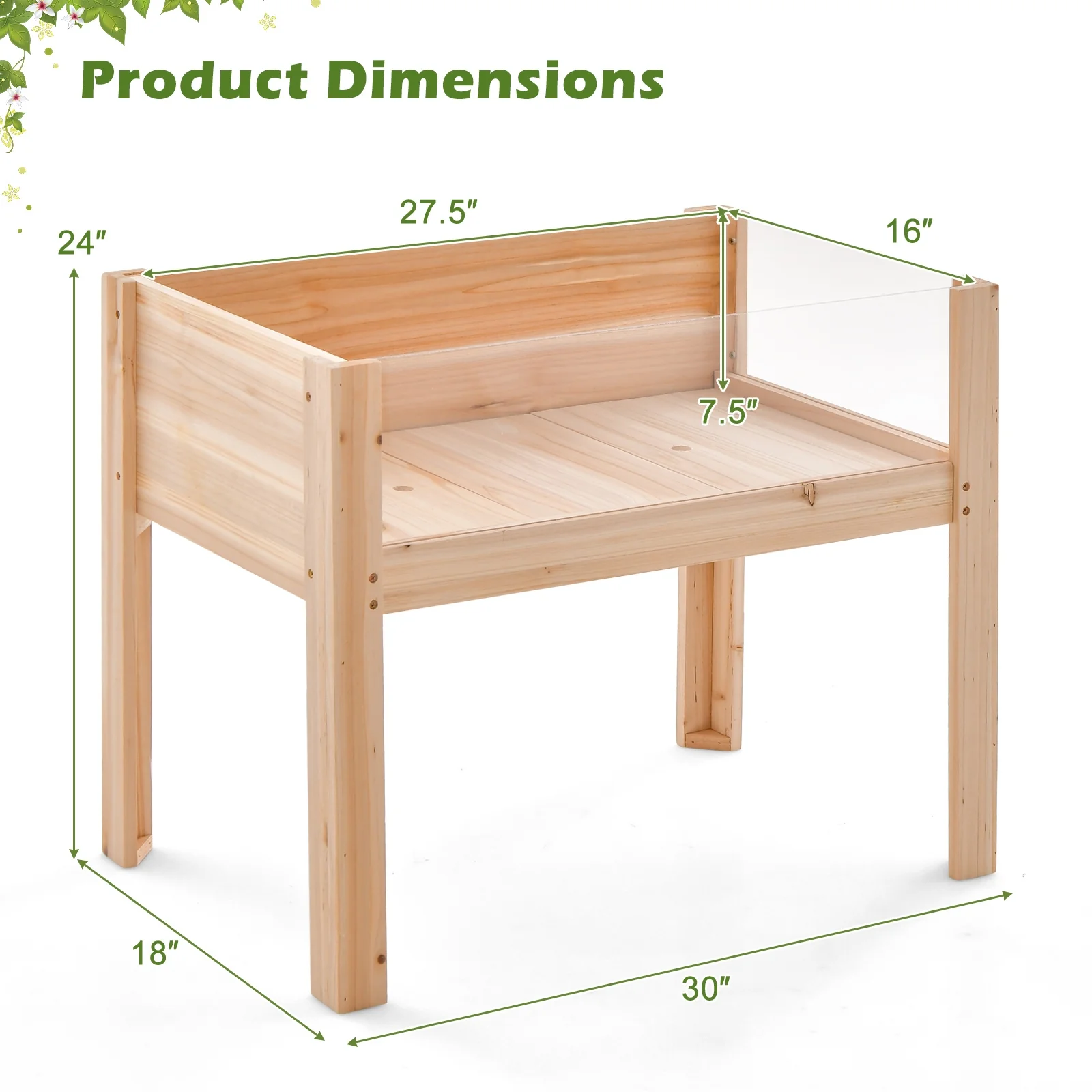 30/47 Inch Wooden Raised Garden Bed-S, Natural - Image 6