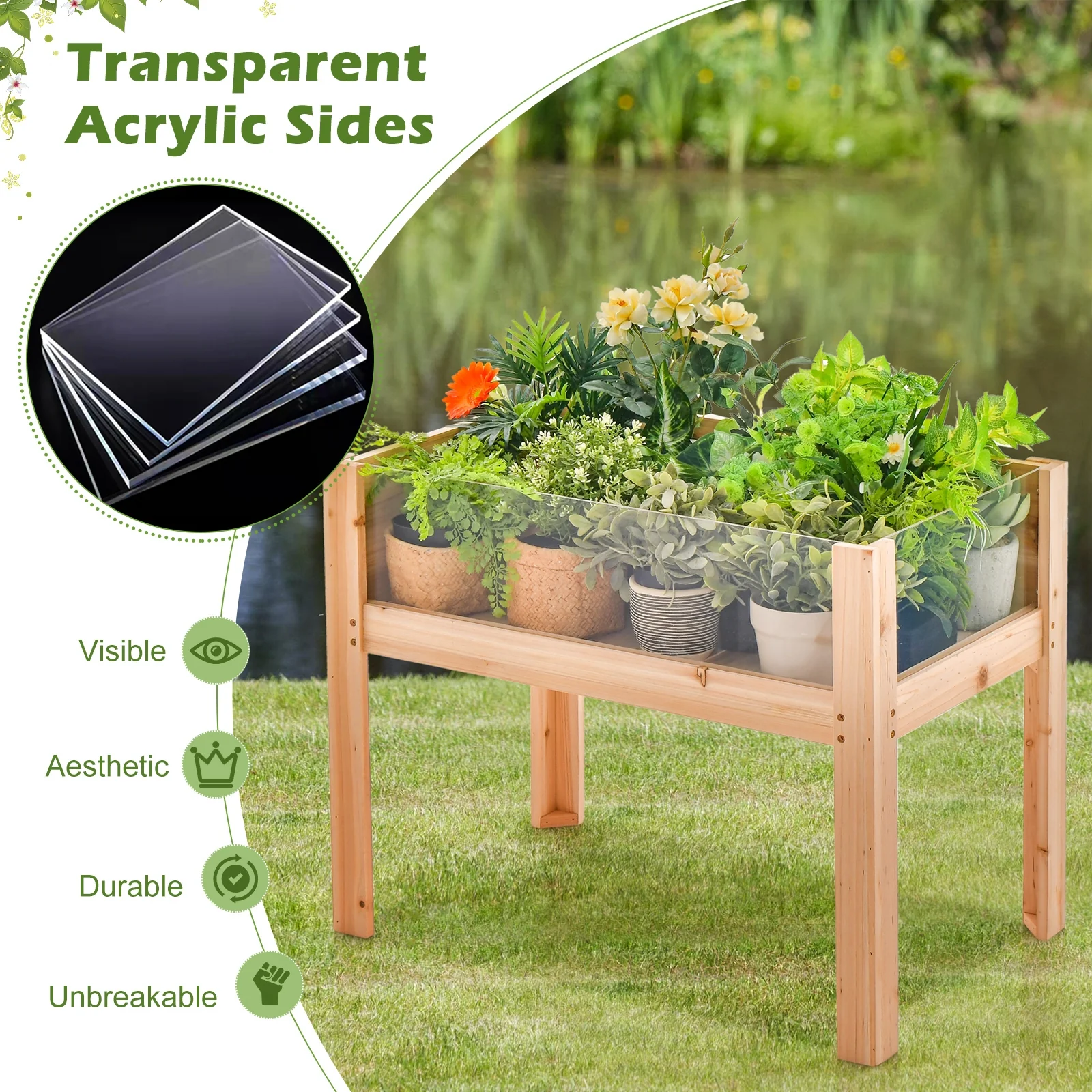 30/47 Inch Wooden Raised Garden Bed-S, Natural - Image 8