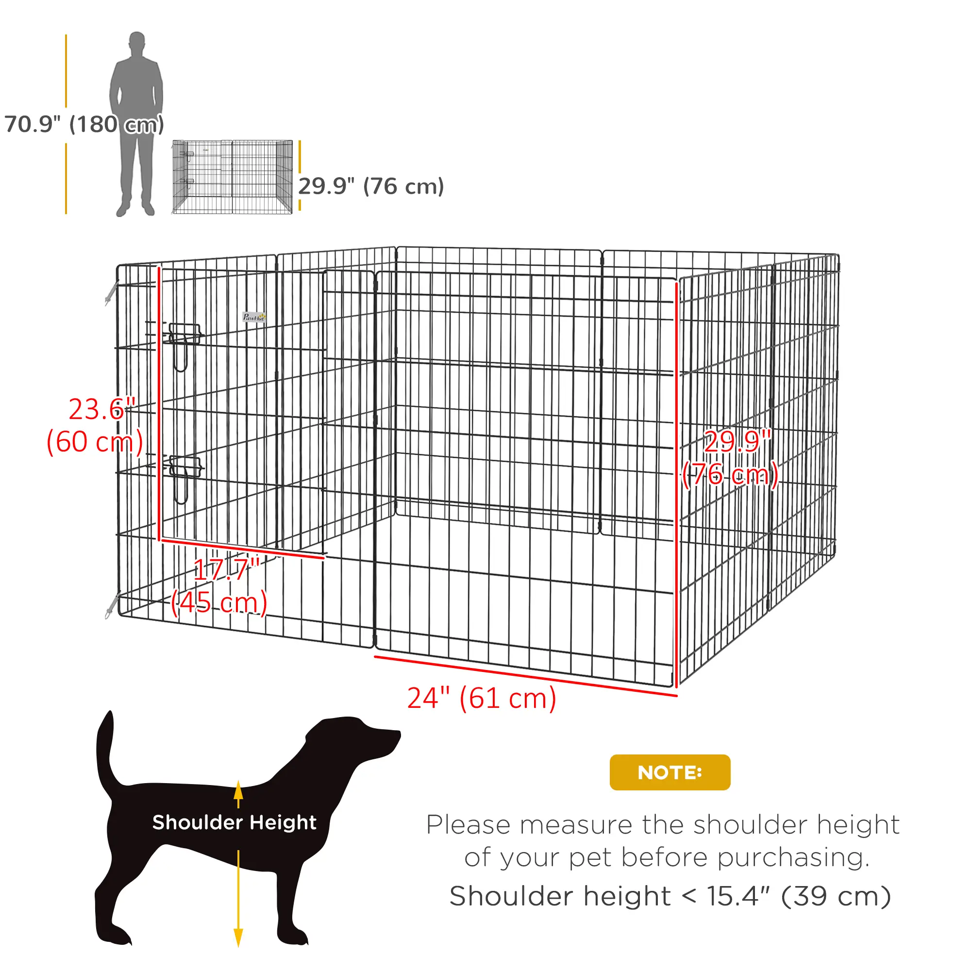 30inch Foldable Metal Pet Playpen, Dog Kennel Cage, 8 Panel - Image 3