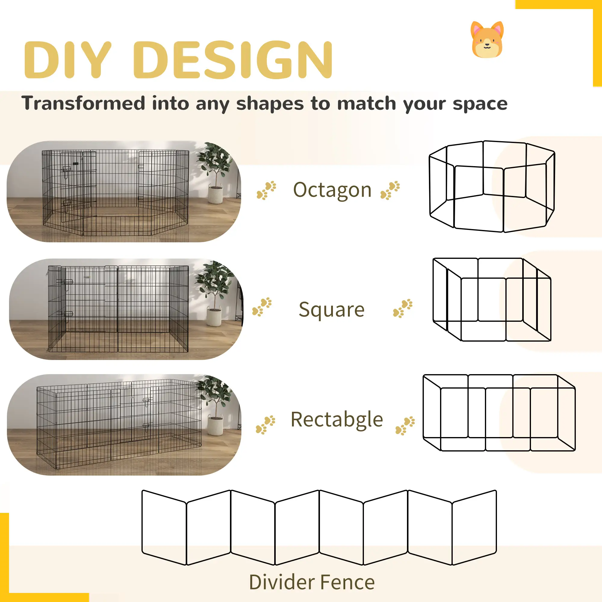 30inch Foldable Metal Pet Playpen, Dog Kennel Cage, 8 Panel - Image 4