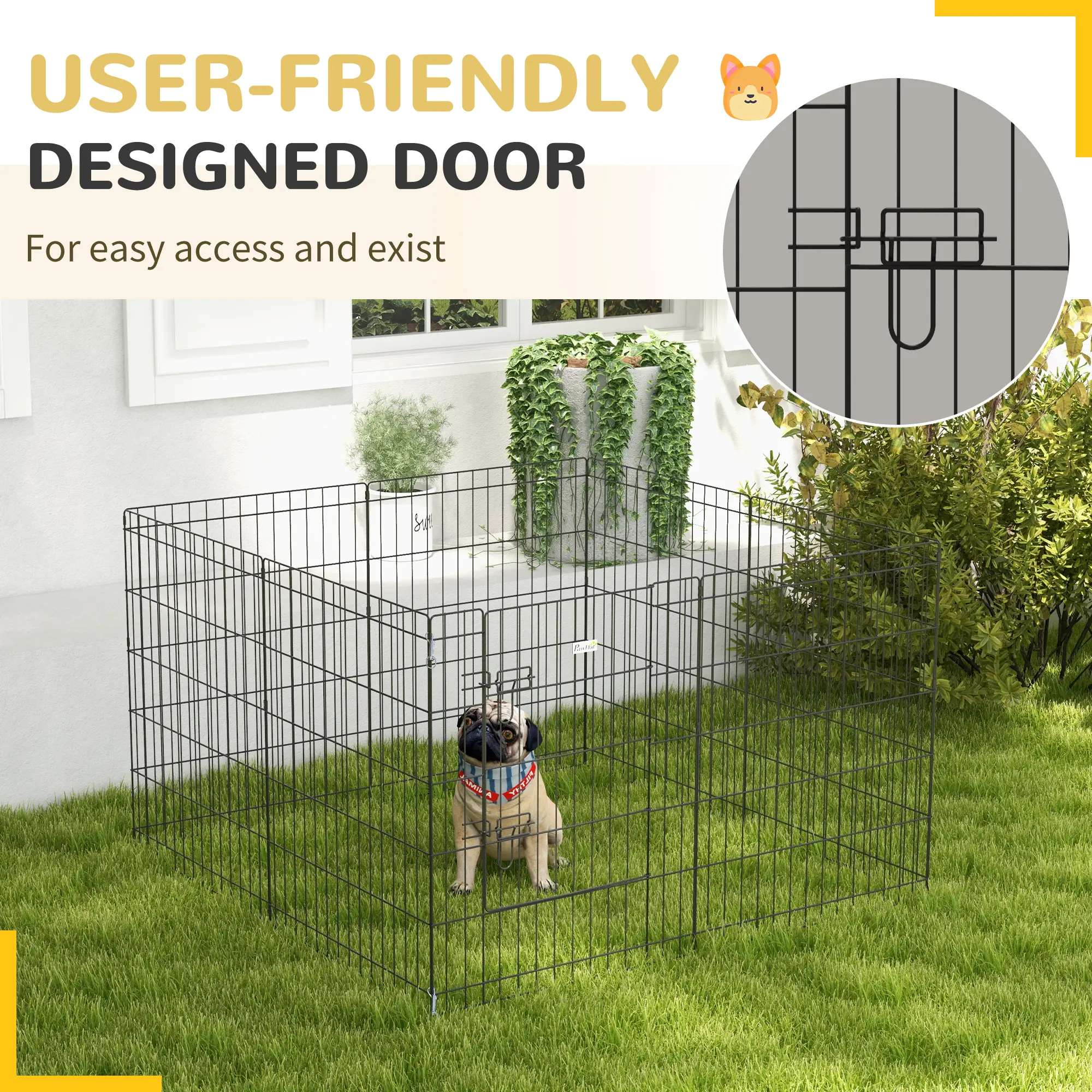 30inch Foldable Metal Pet Playpen, Dog Kennel Cage, 8 Panel - Image 7
