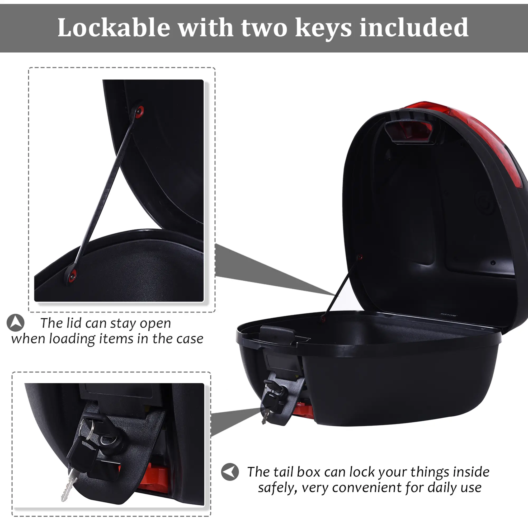 30L Motorcycle Tail Box, Top Case, Helmet Carrier, Lock Included - Image 6