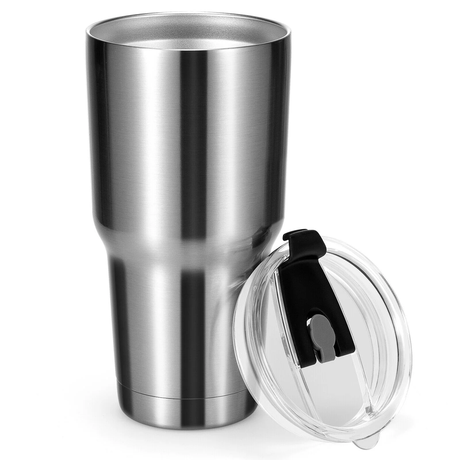 30oz Stainless Steel Tumbler, Vacuum Insulated Mug With Lid, Silver - Image 4