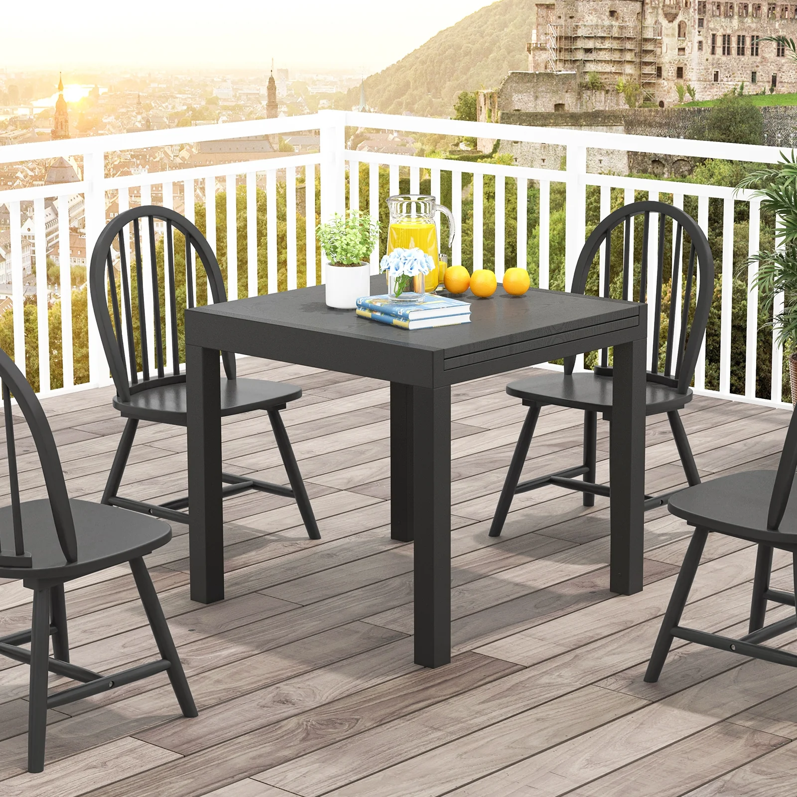 31.5-63 Inch Adjustable Patio Dining Table, For 4-6 Person, Gray - Image 2