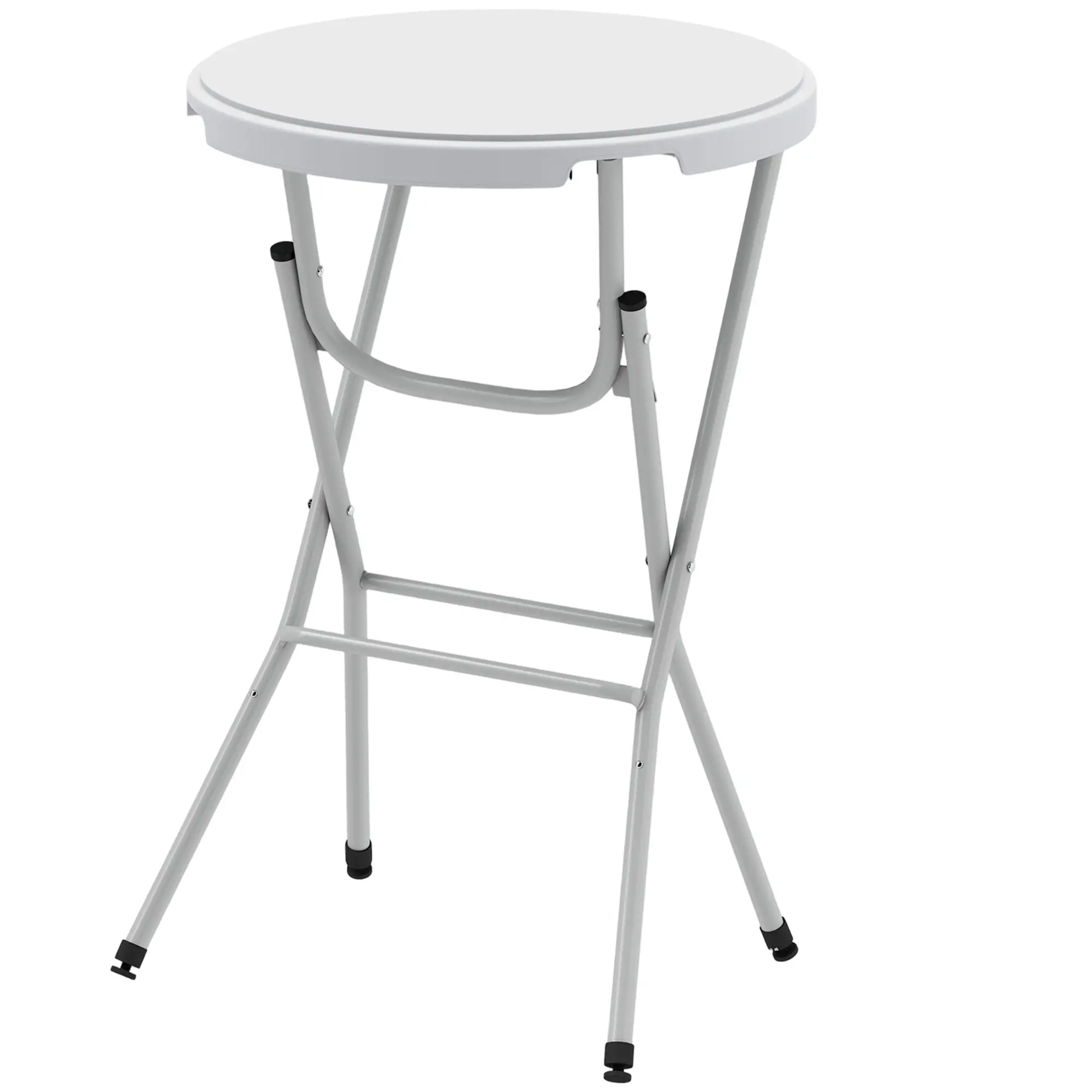 31.5" Bar Height Patio Table, Outdoor Folding Table, HDPE Top, Locking Steel Legs, White
