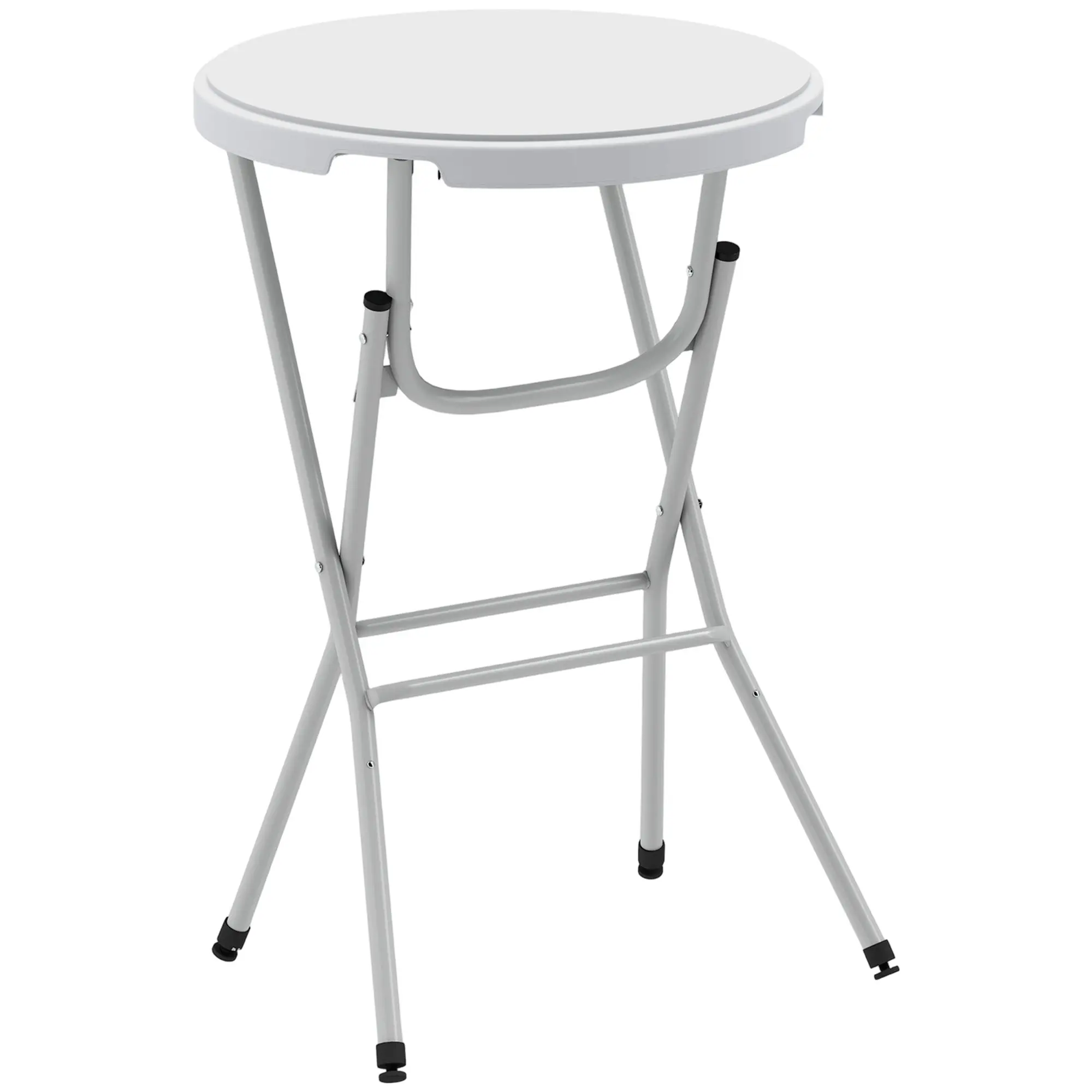 31.5" Bar Height Patio Table, Outdoor Folding Table, HDPE Top, Locking Steel Legs, White - Image 11