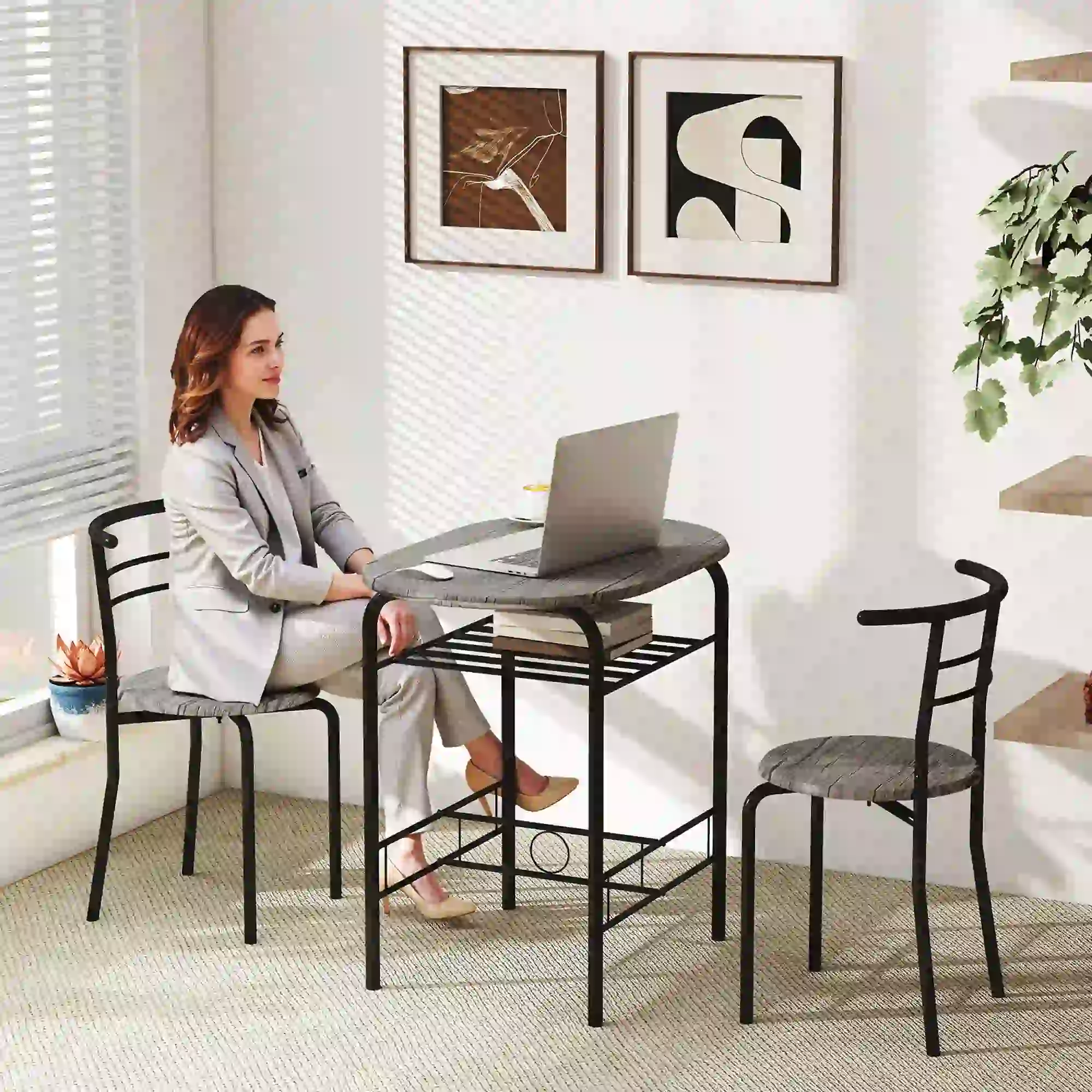 31.5" Dining Table Set of 3 with Chairs and Shelf - Image 7