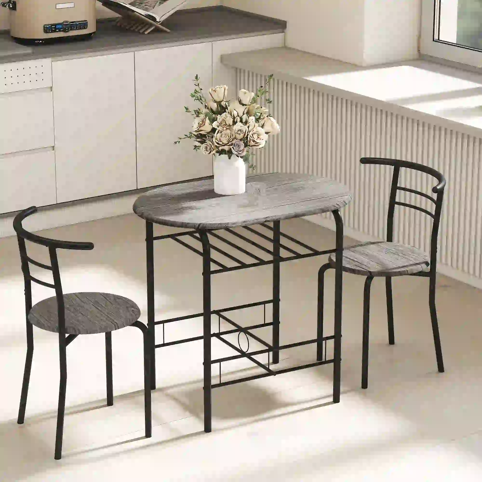 31.5" Dining Table Set of 3 with Chairs and Shelf - Image 9