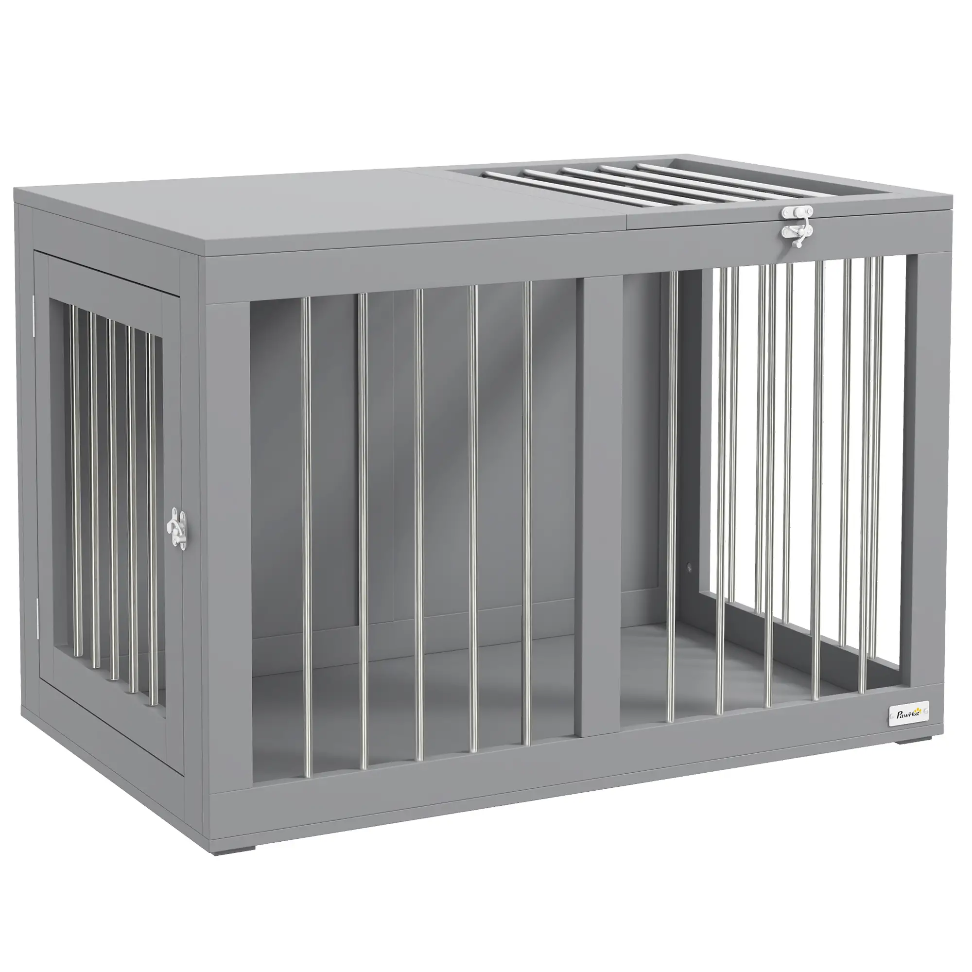 31.5" Dog Crate Furniture, Double Doors, Medium Dogs, Grey - Image 11
