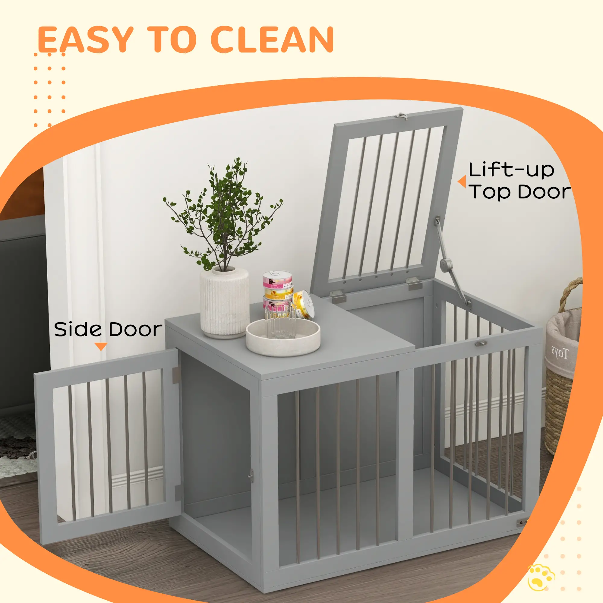 31.5" Dog Crate Furniture, Double Doors, Medium Dogs, Grey - Image 5