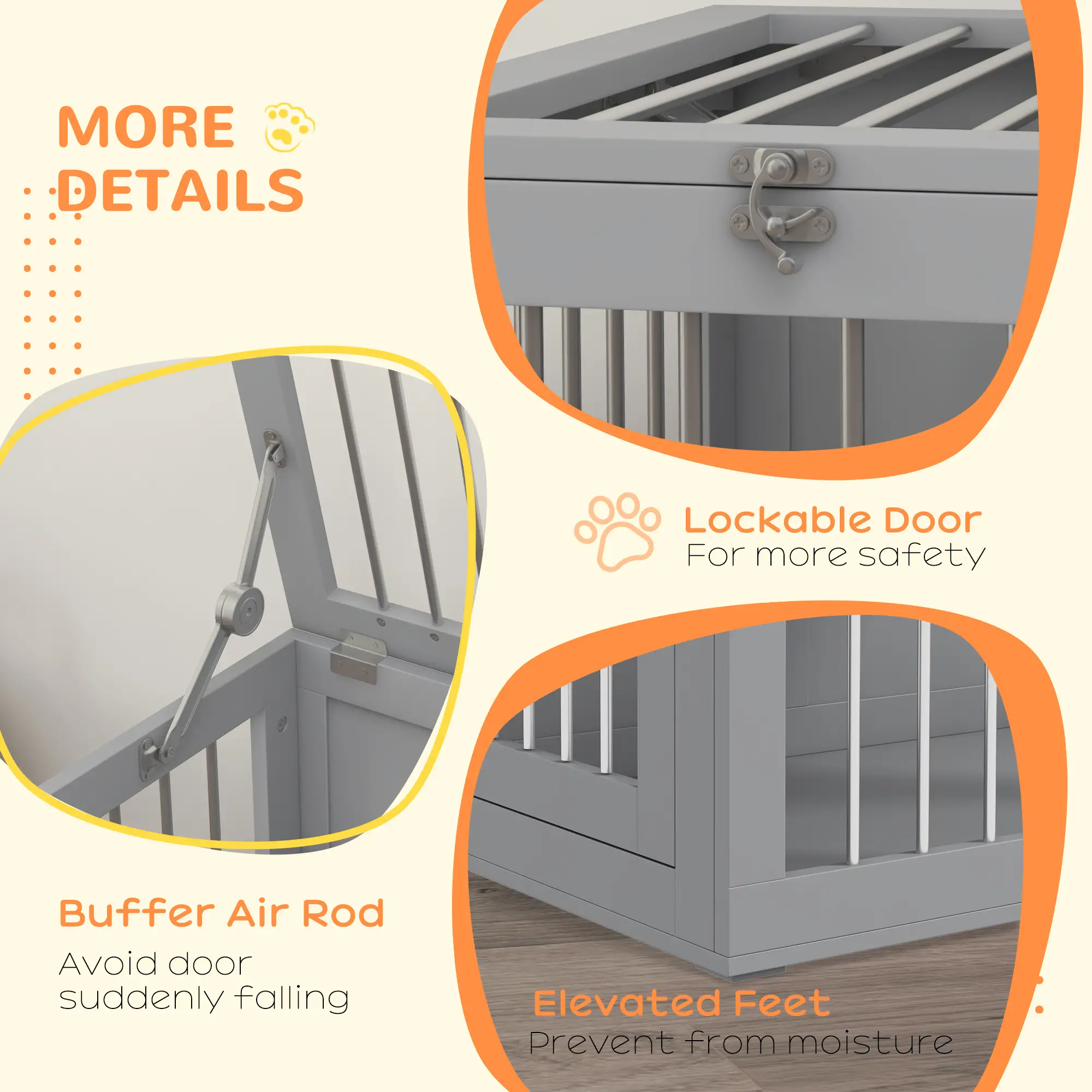 31.5" Dog Crate Furniture, Double Doors, Medium Dogs, Grey - Image 6