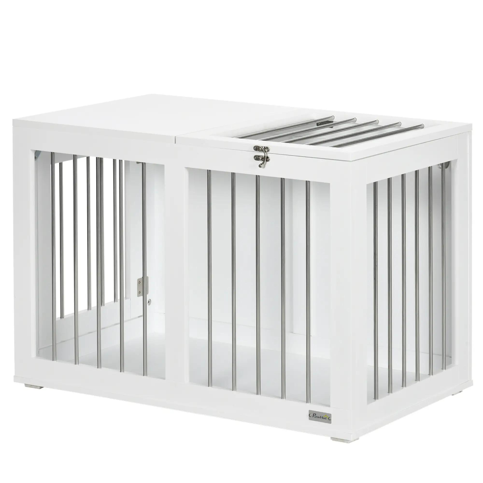 31.5" Dog Crate Furniture, Double Doors, Medium Dogs, White