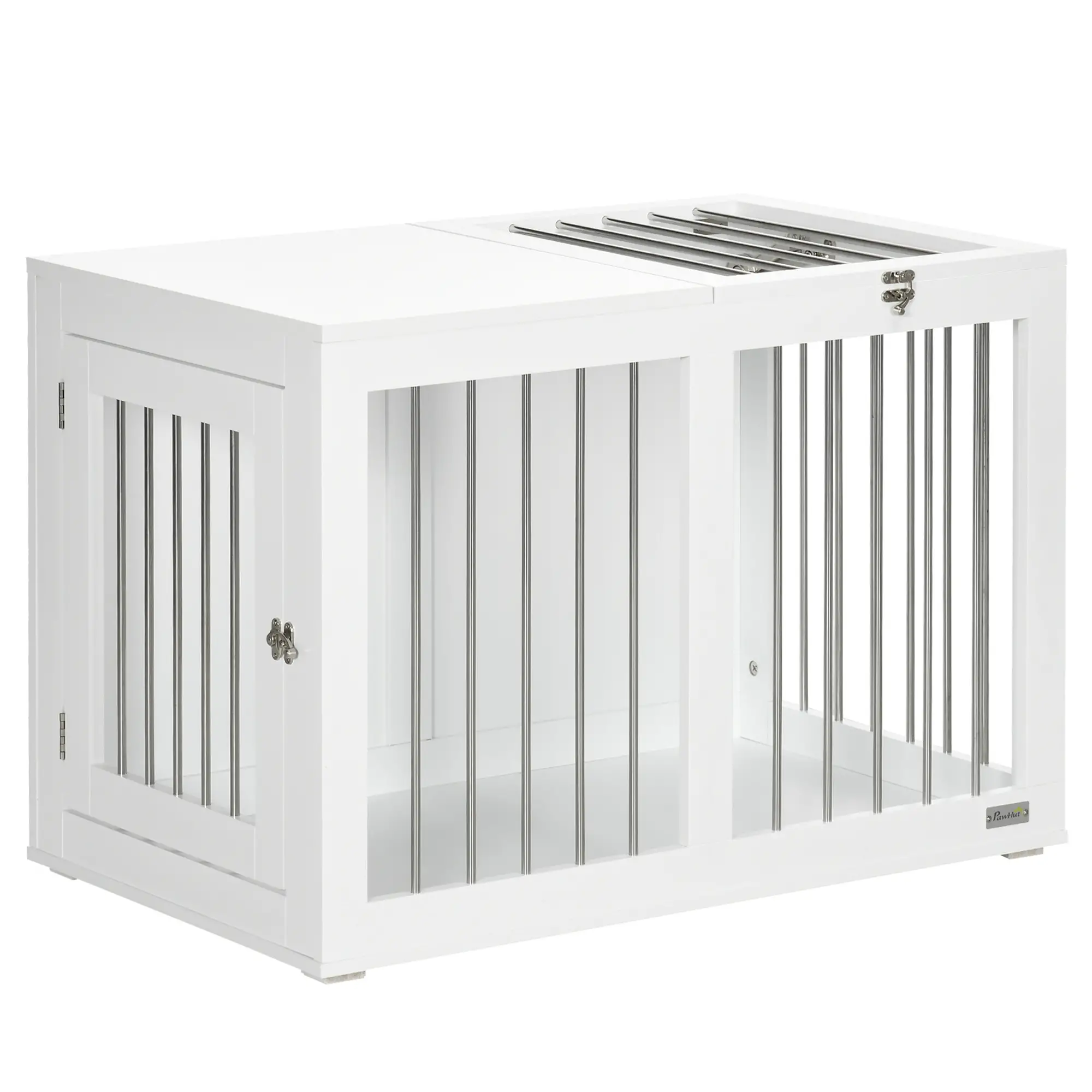 31.5" Dog Crate Furniture, Double Doors, Medium Dogs, White - Image 11
