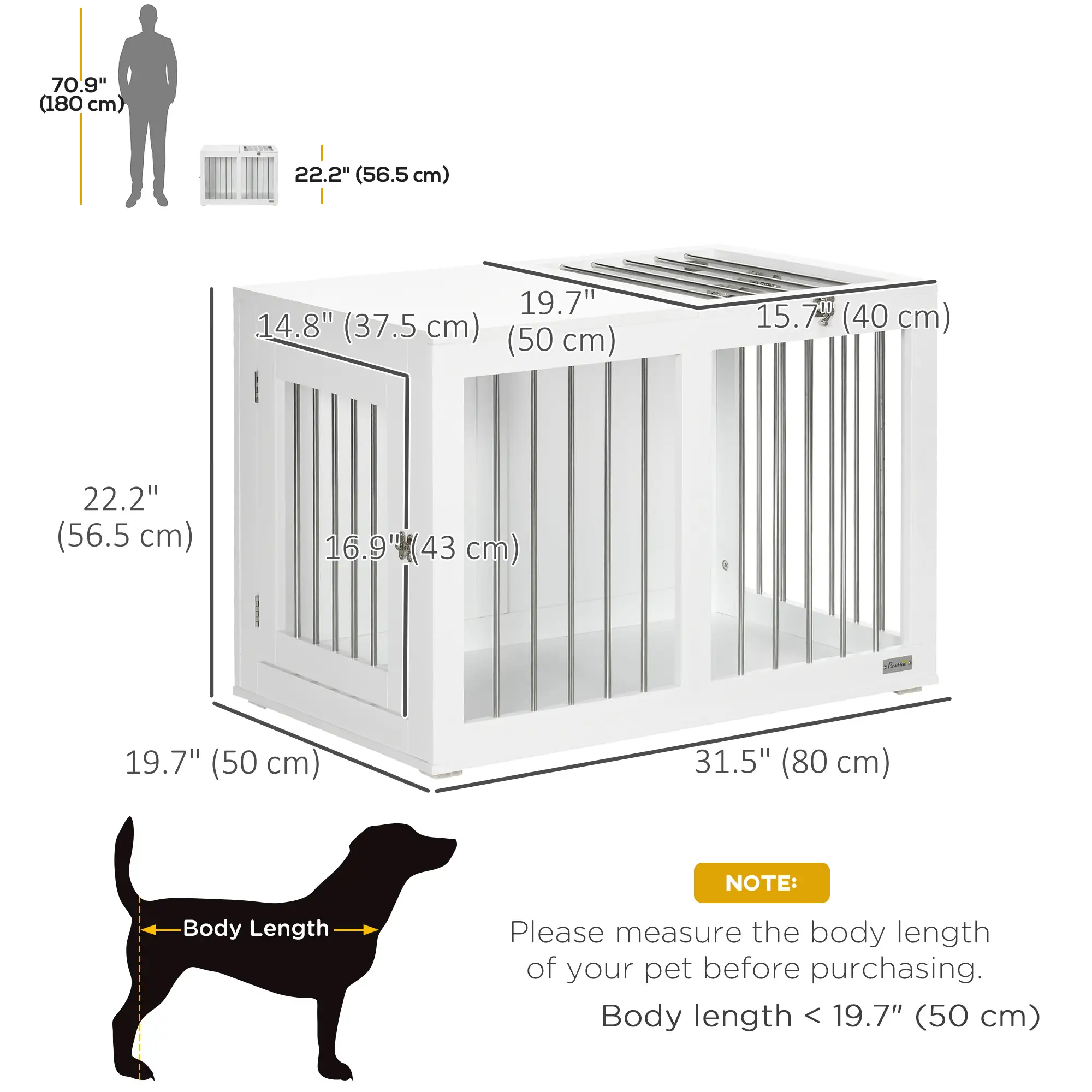 31.5" Dog Crate Furniture, Double Doors, Medium Dogs, White - Image 3