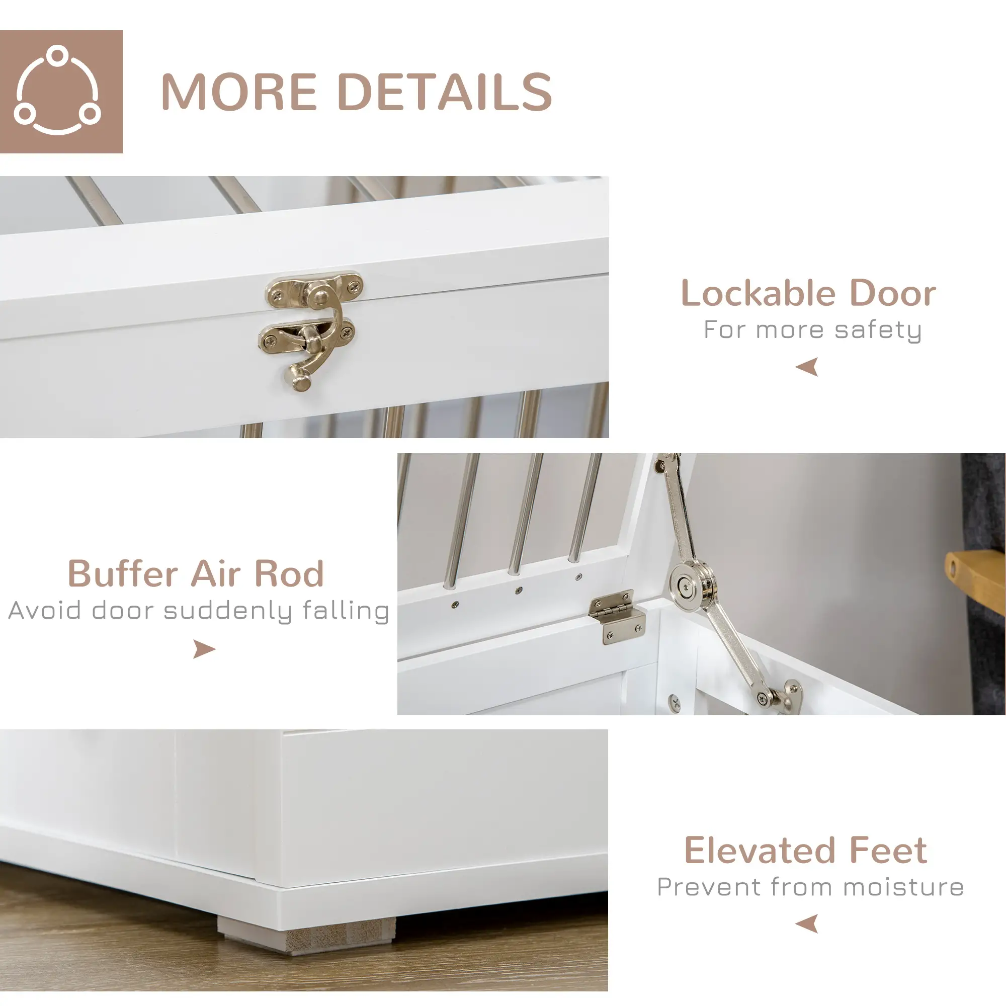 31.5" Dog Crate Furniture, Double Doors, Medium Dogs, White - Image 6