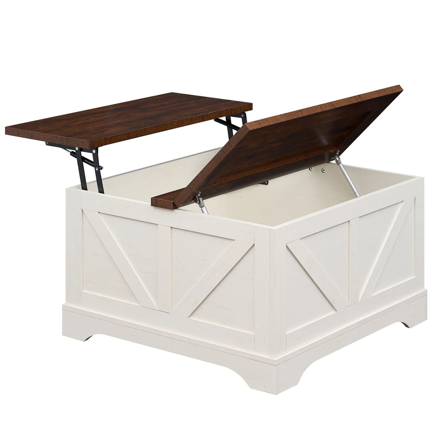 31.5 In Square Coffee Table with Lift Top Storage, Rustic Brown - Image 4