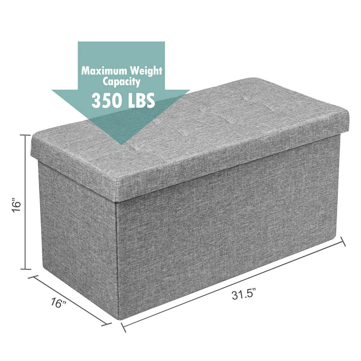 31.5 Inch Foldable Fabric Storage, Removable Bin, Light Gray - Image 6