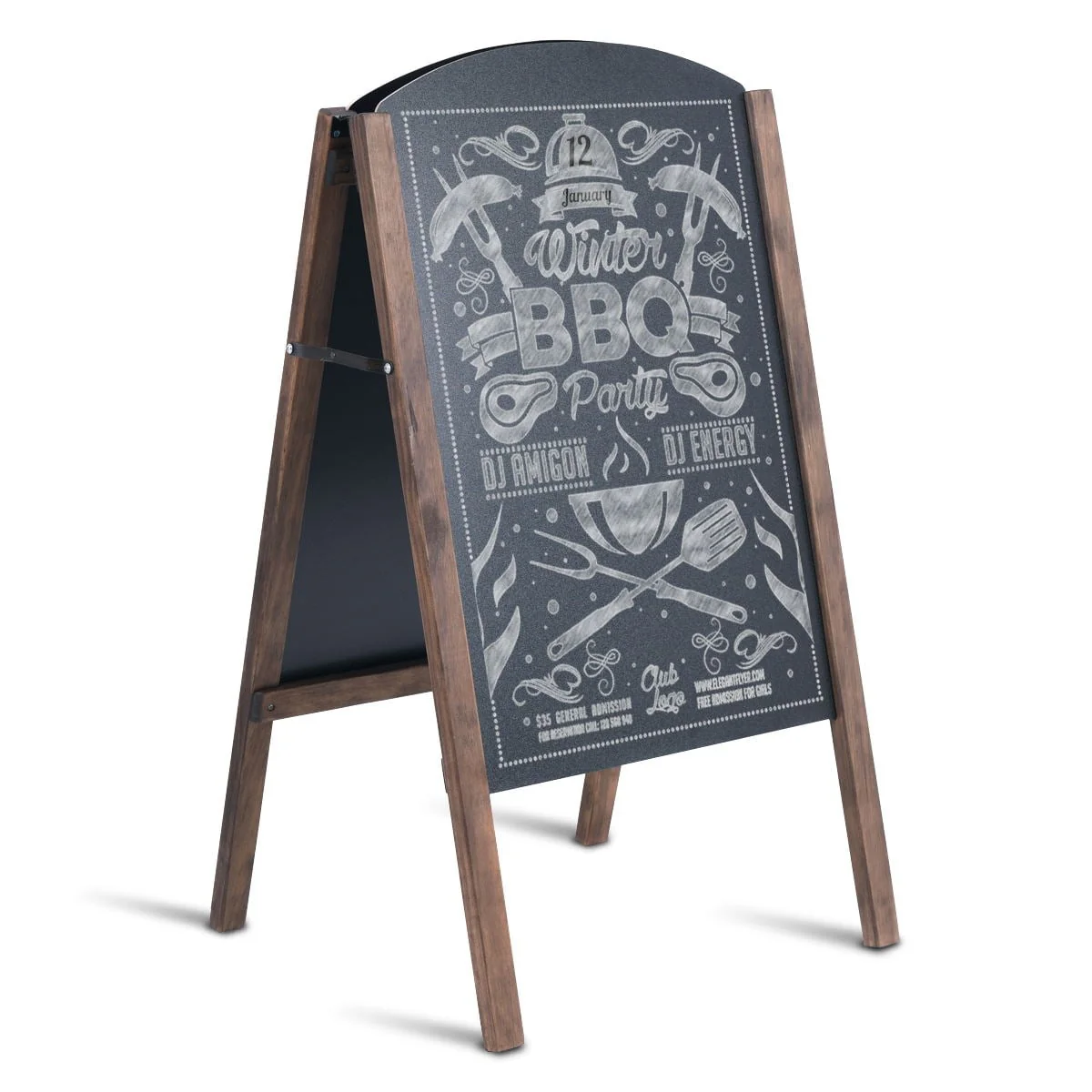 31.5 Inch Wood A-Frame Sidewalk Chalkboard, Black - Image 4