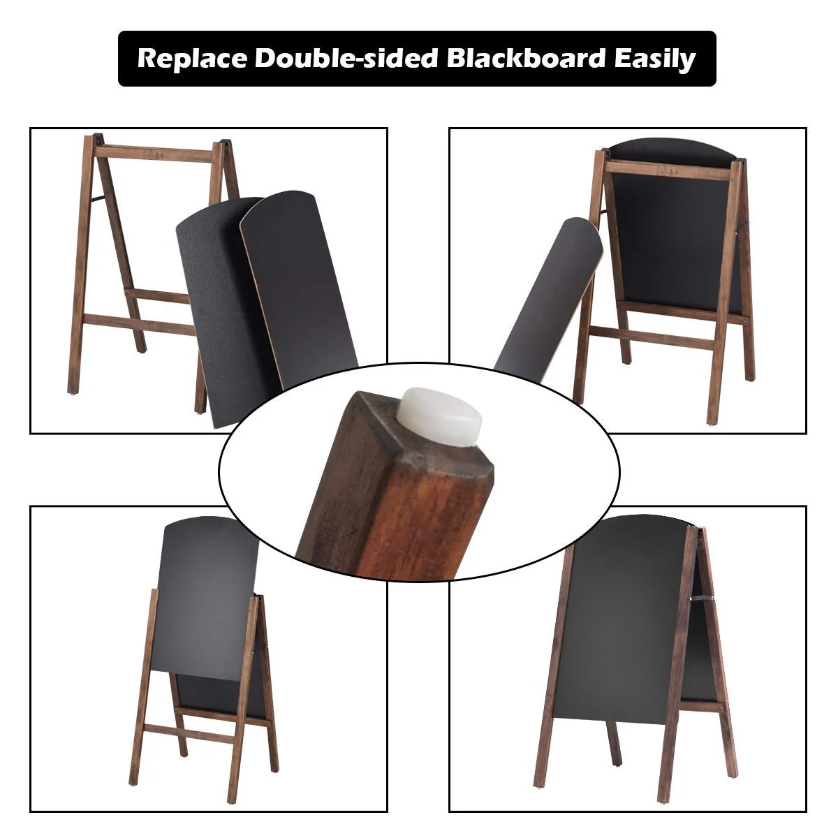 31.5 Inch Wood A-Frame Sidewalk Chalkboard, Black - Image 9