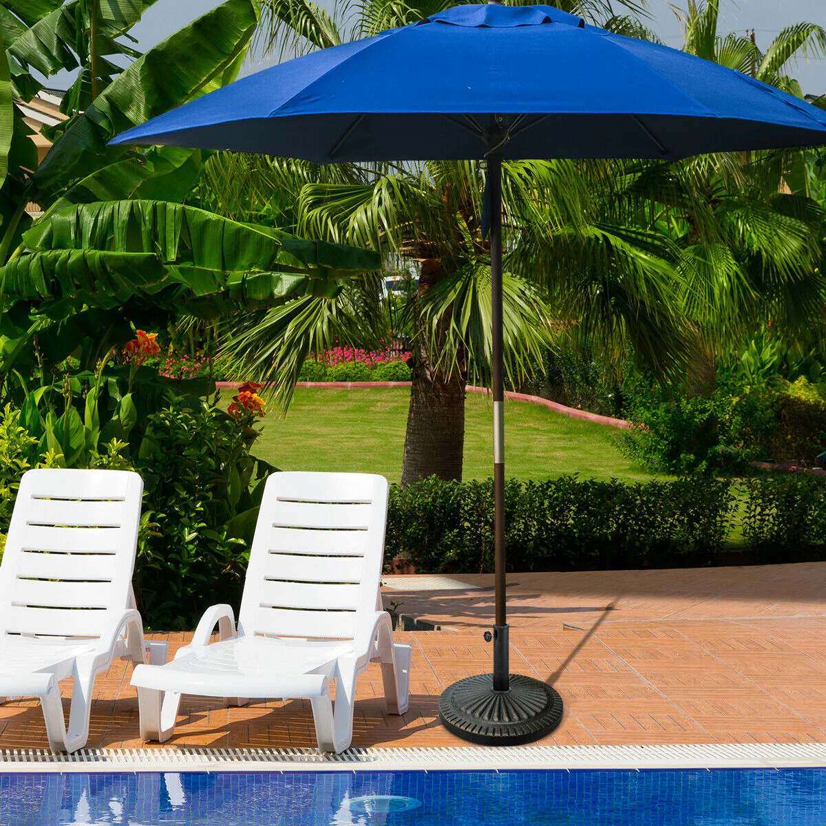 31.5 Lbs Heavy-Duty Outdoor Umbrella Base, Black, Bronze - Image 2
