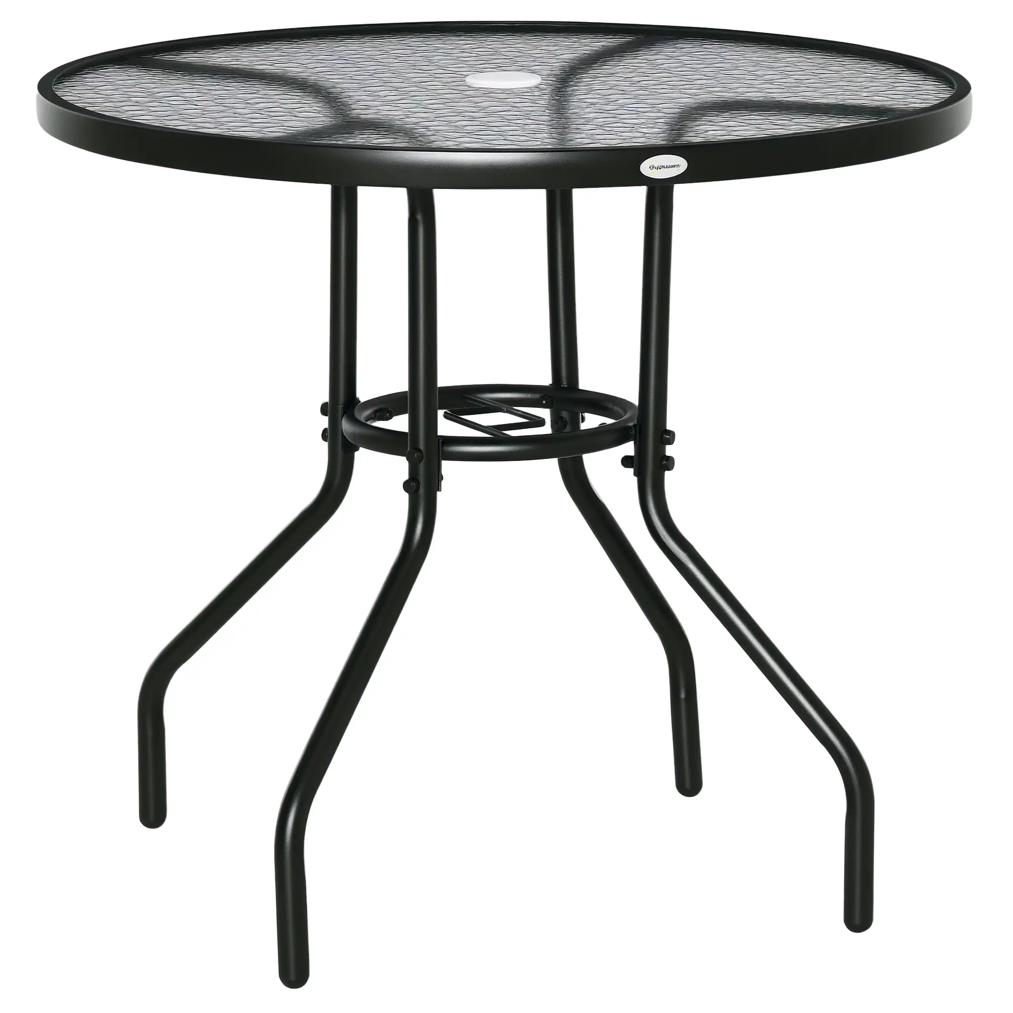 31.5" Round Outdoor Dining Table, Glass Top, Steel Frame, Garden Patio - Image 11