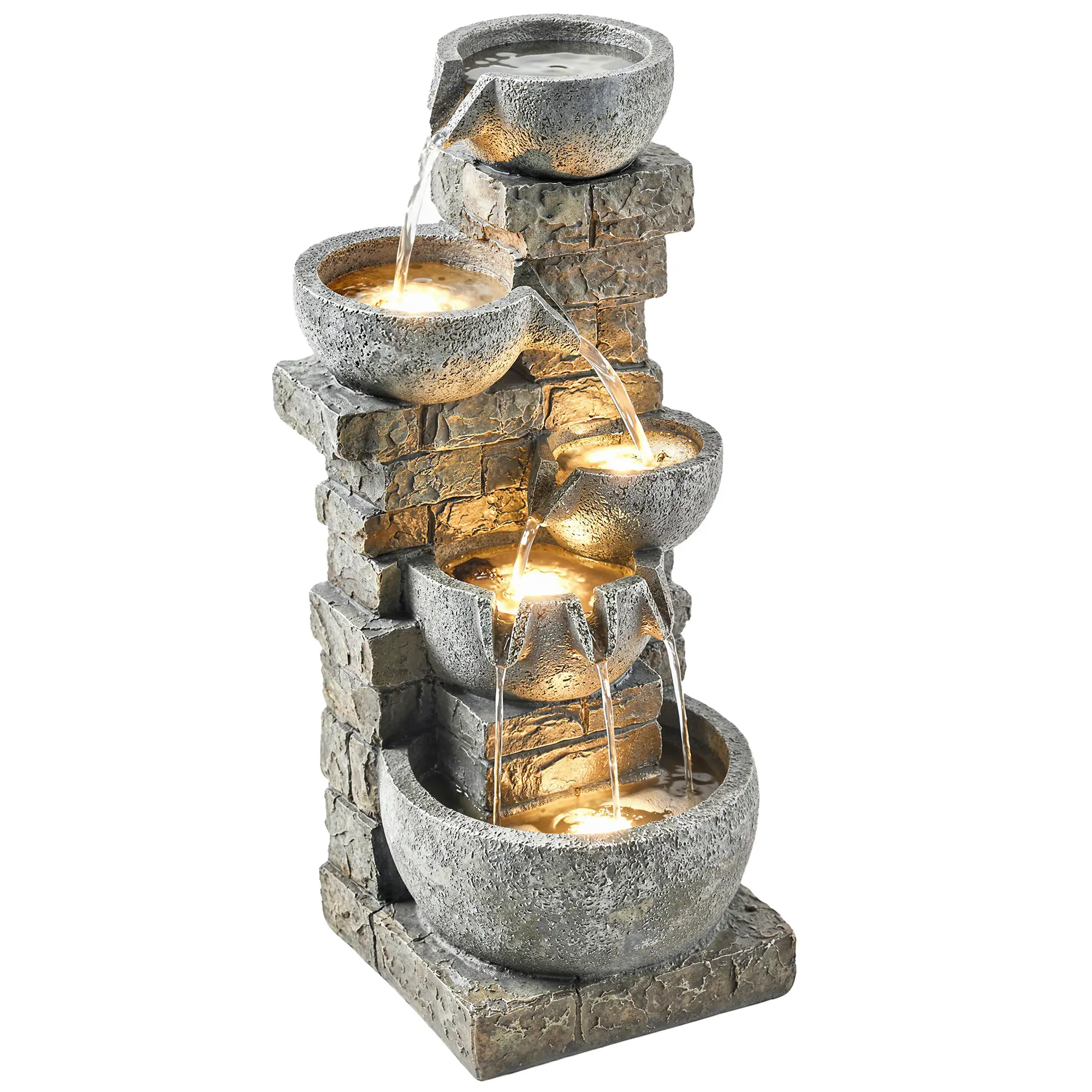 31.5" Tall 5 Tiers Cascading Water Fountain, Mixed, Outdoor Garden Patio Decor - Image 11
