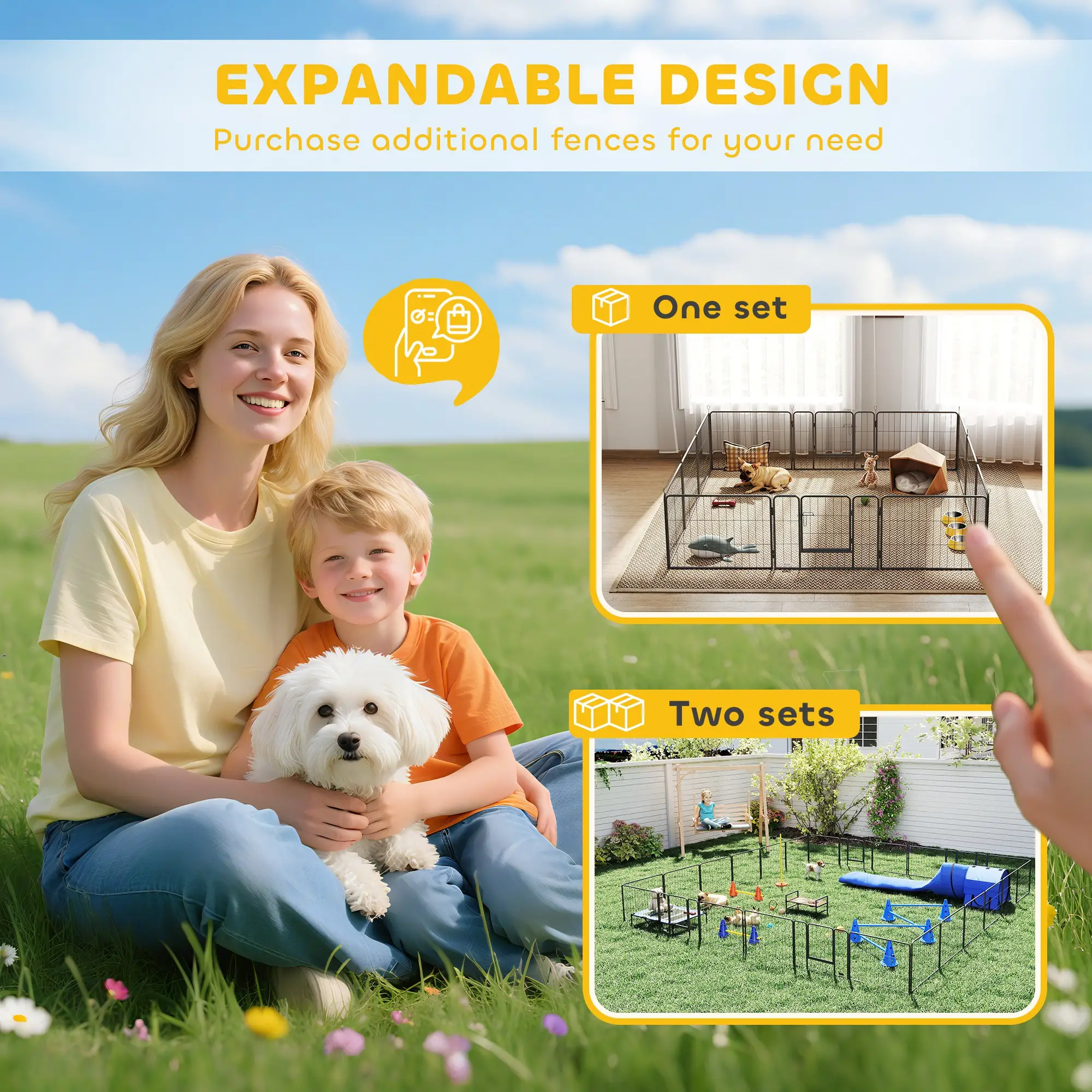 31.5"W Metal Dog Playpen, 23.5"H, 12 Panels, Indoor Outdoor Pet Fence - Image 10
