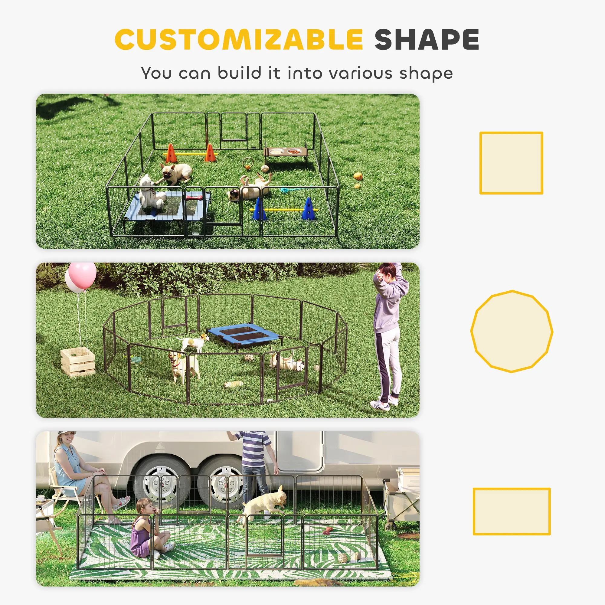 31.5"W Metal Dog Playpen, 23.5"H, 12 Panels, Indoor Outdoor Pet Fence - Image 4