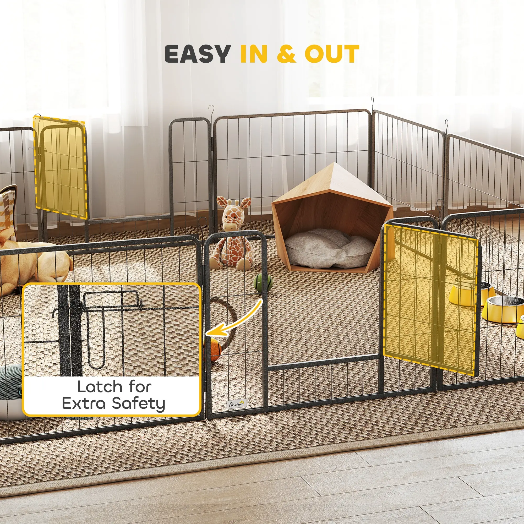 31.5"W Metal Dog Playpen, 23.5"H, 12 Panels, Indoor Outdoor Pet Fence - Image 5