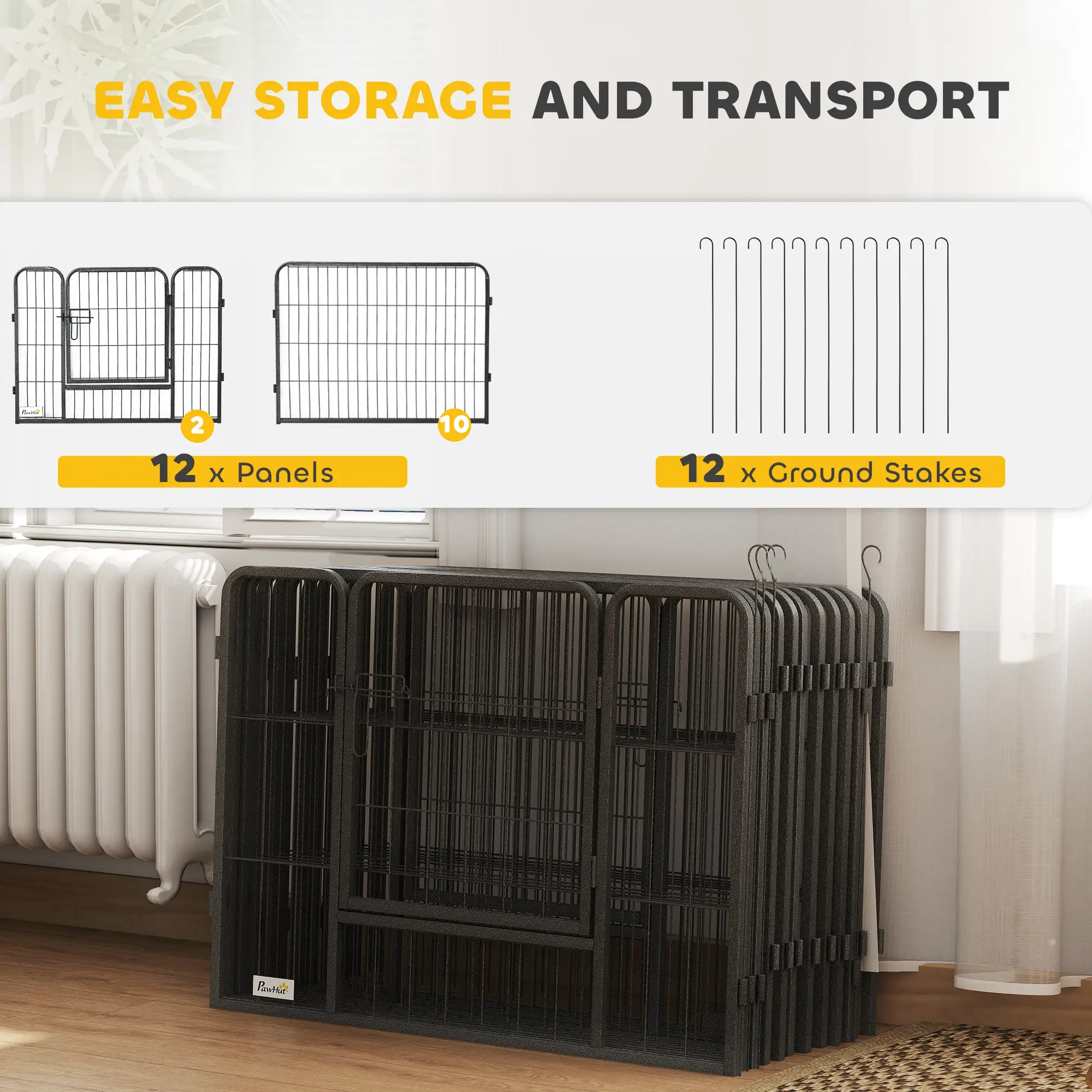 31.5"W Metal Dog Playpen, 23.5"H, 12 Panels, Indoor Outdoor Pet Fence - Image 6