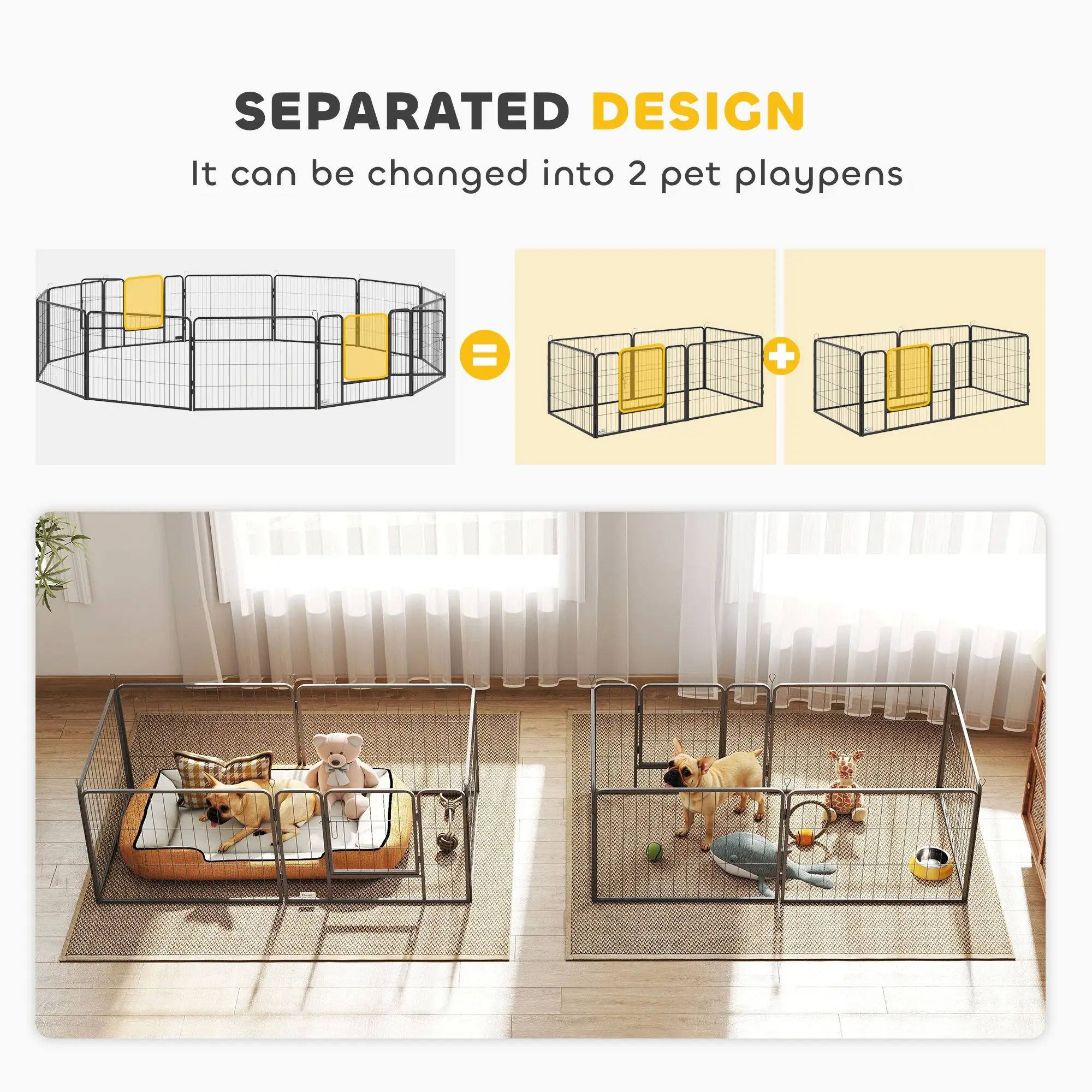 31.5"W Metal Dog Playpen, 23.5"H, 12 Panels, Indoor Outdoor Pet Fence - Image 7