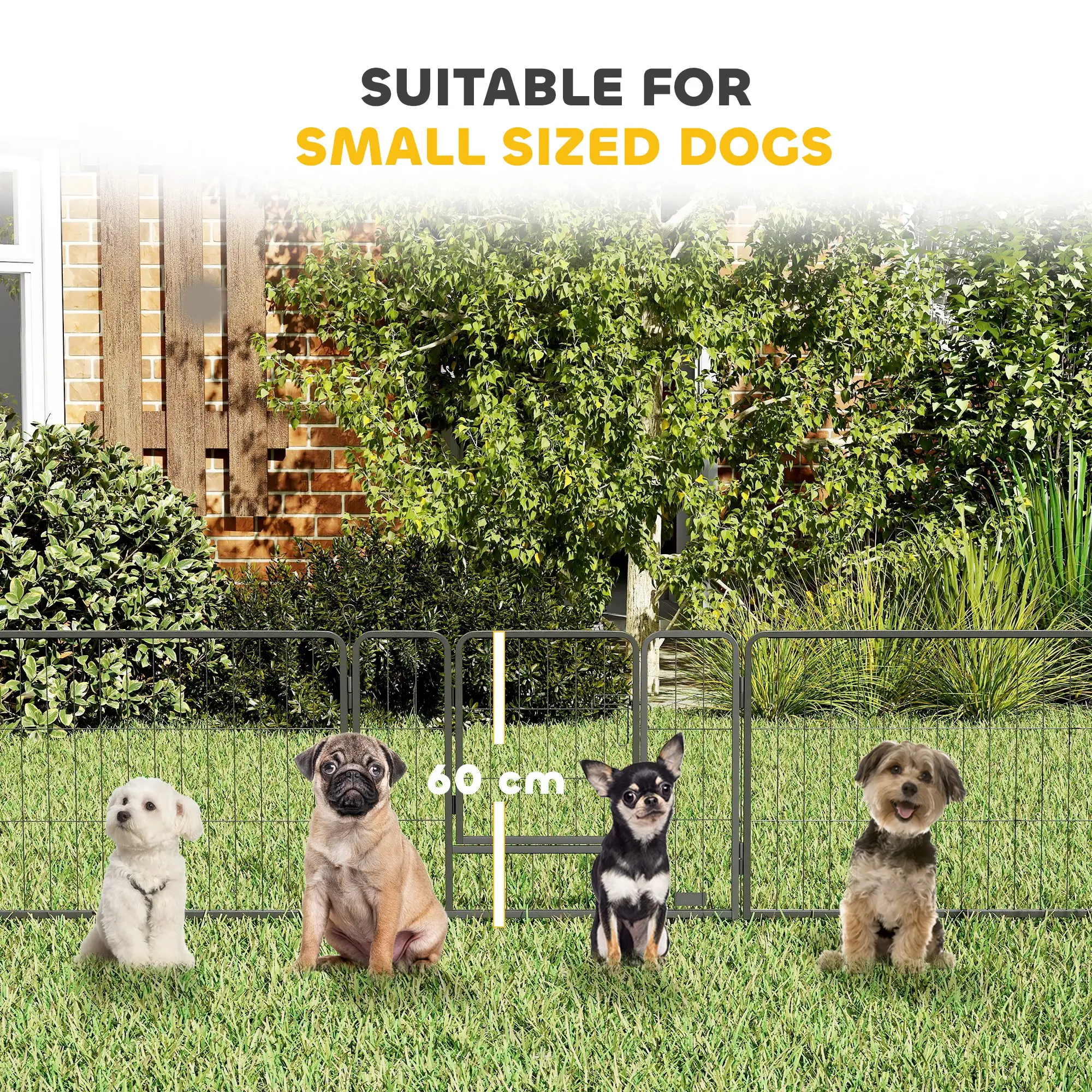 31.5"W Metal Dog Playpen, 23.5"H, 12 Panels, Indoor Outdoor Pet Fence - Image 9