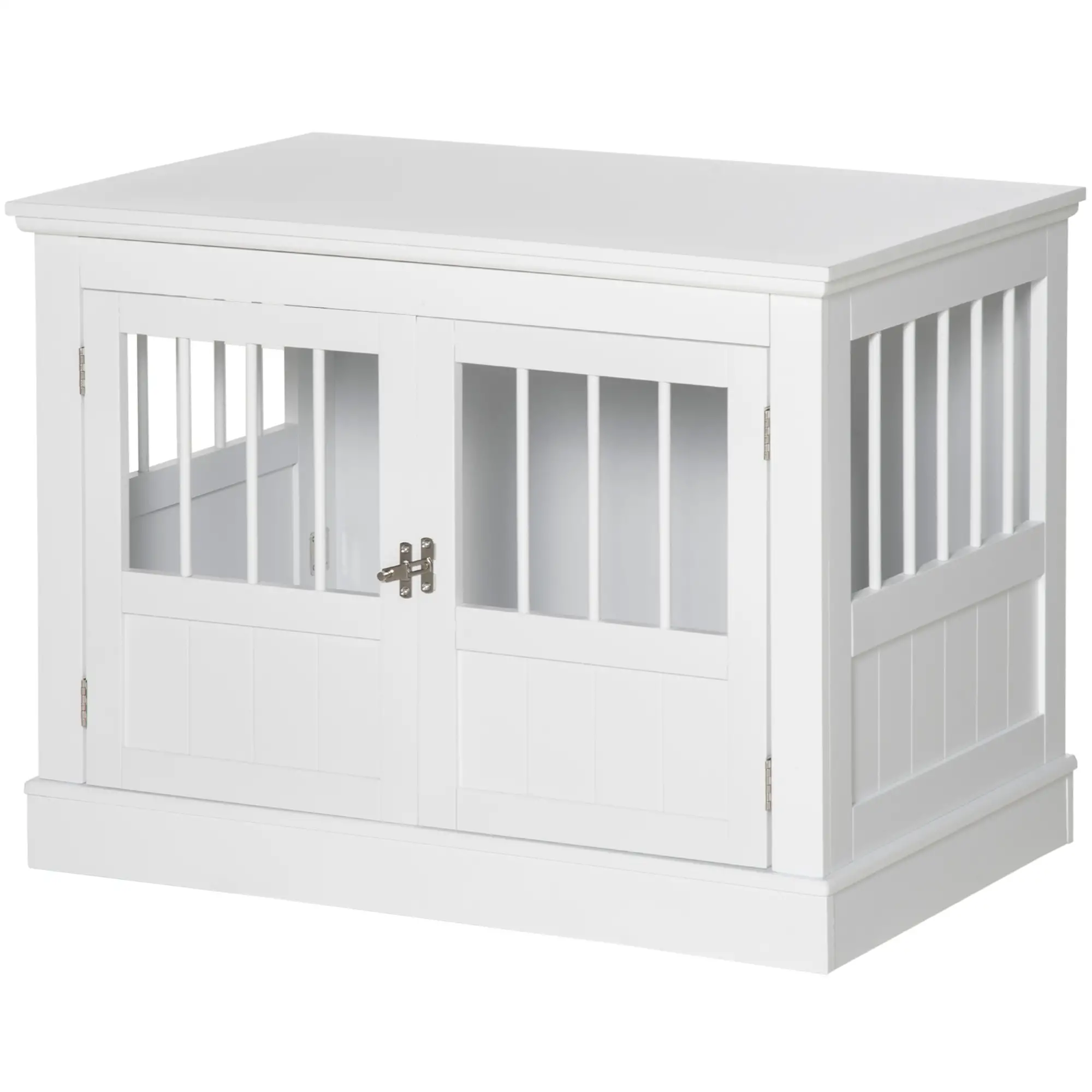 31" Dog Crate End Table, Three Doors, White