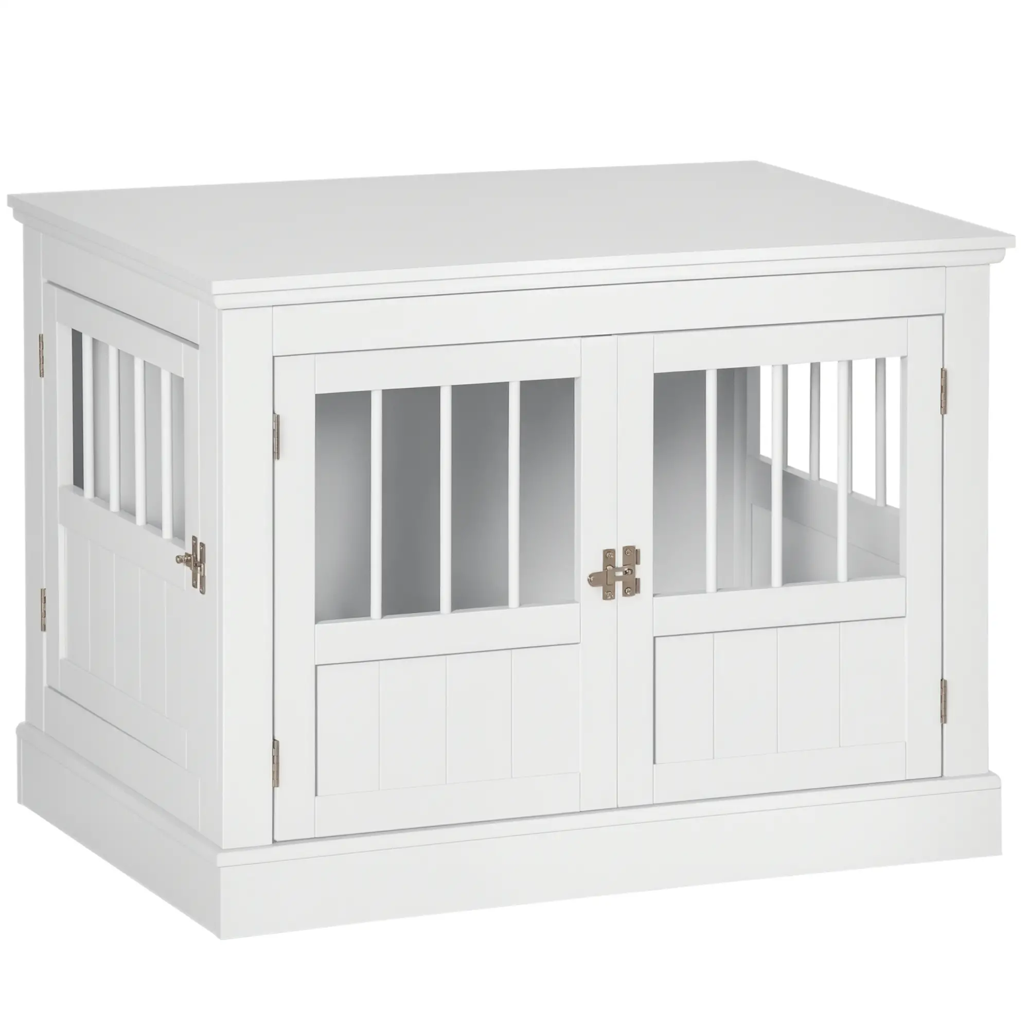 31" Dog Crate End Table, Three Doors, White - Image 11