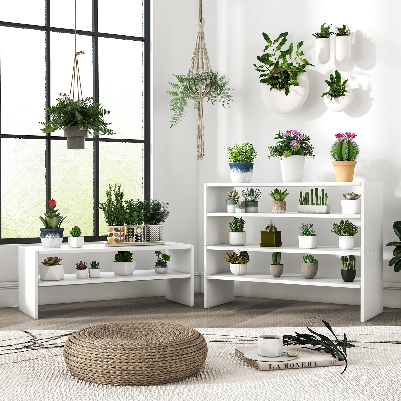 31-Inch Stackable Multi-Shape Shoe Rack, 3 Pieces, White - Image 2