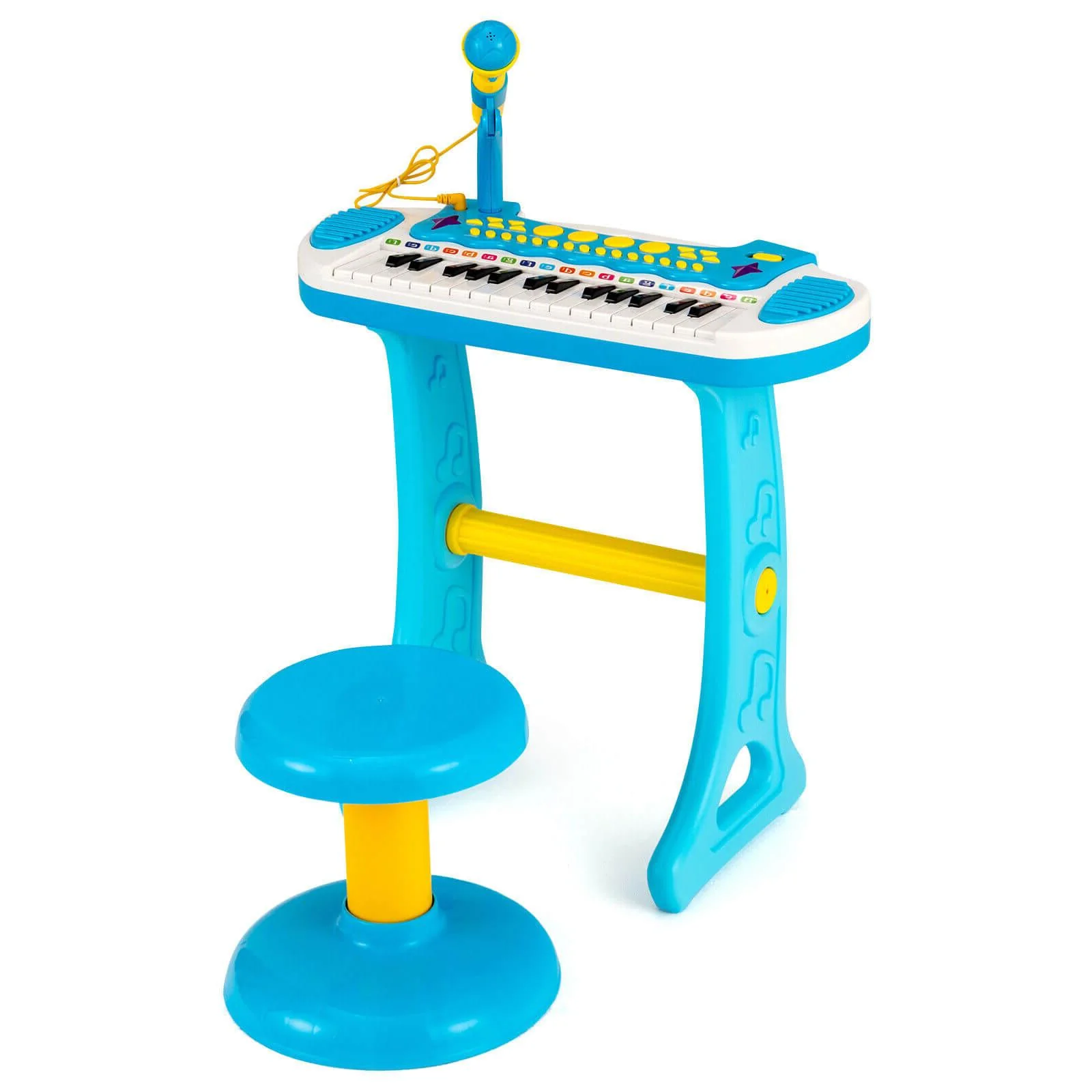 31-Key Kids Piano Keyboard Toy, With Microphone, Multiple Sounds, Blue