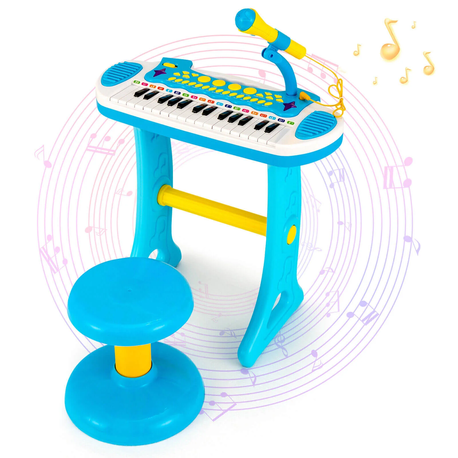 31-Key Kids Piano Keyboard Toy, With Microphone, Multiple Sounds, Blue - Image 5