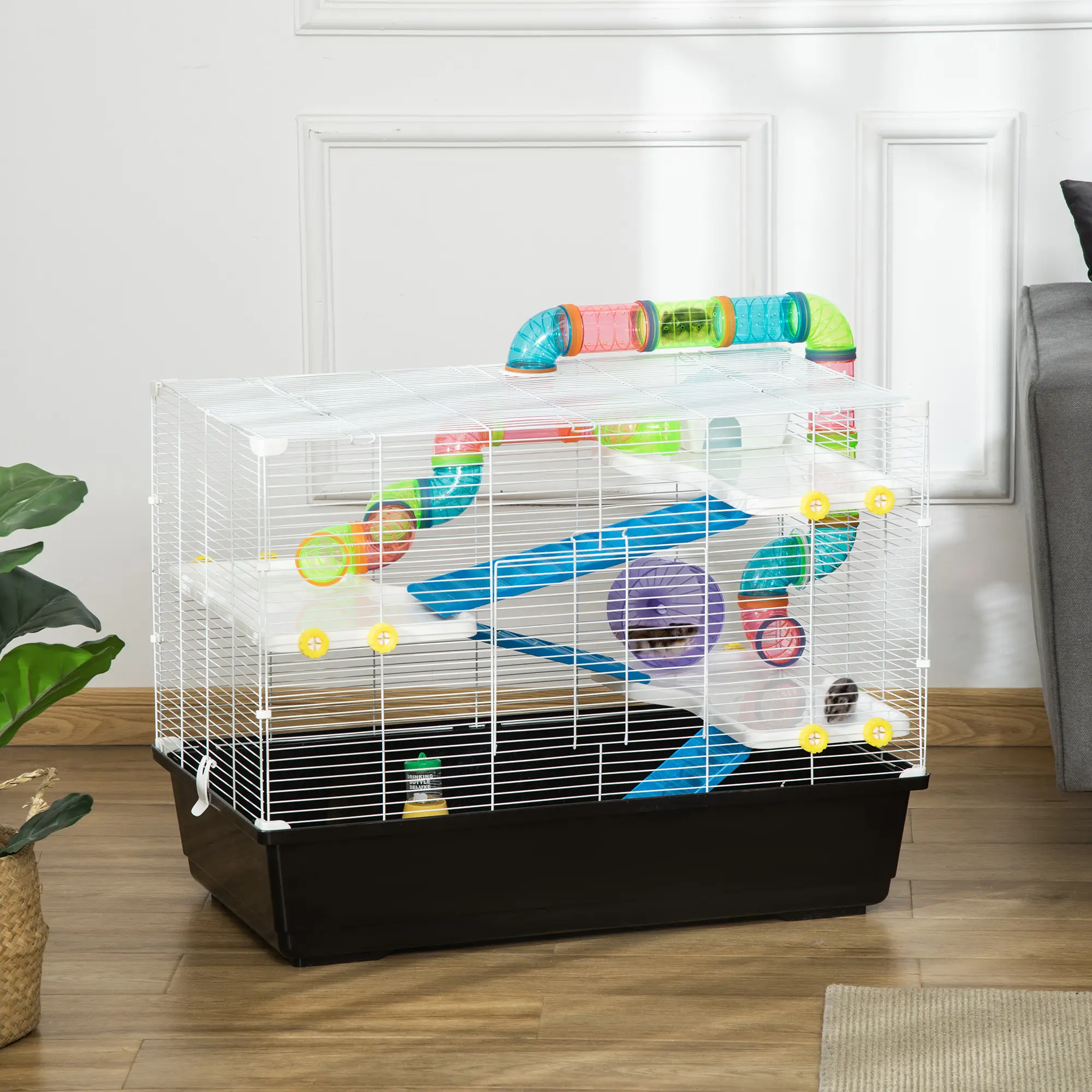 31" Large Hamster Cage, Small Animal House, Tunnel Tube System, Black - Image 15
