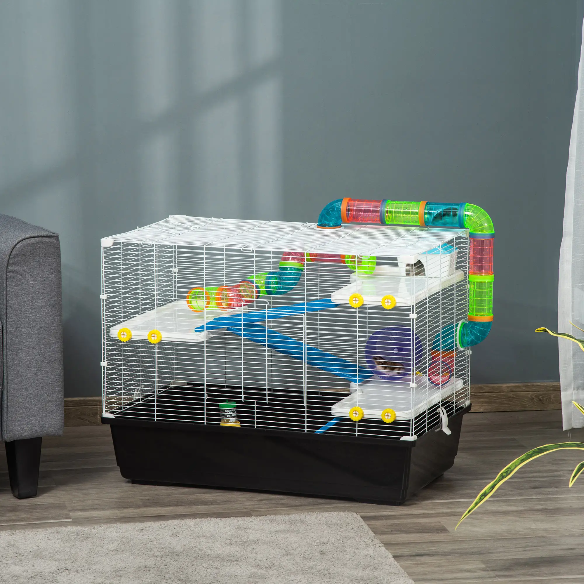 31" Large Hamster Cage, Small Animal House, Tunnel Tube System, Black - Image 16