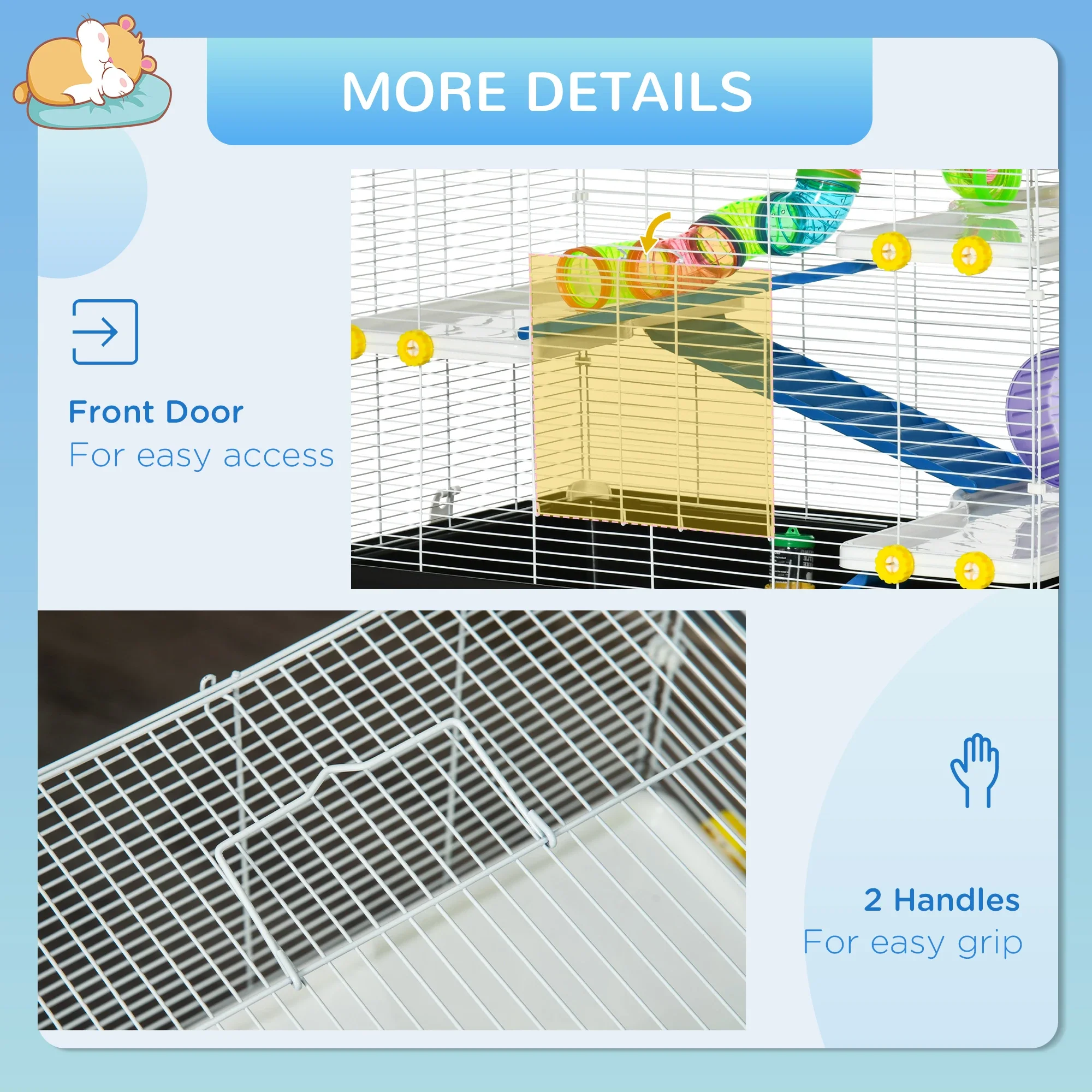 31" Large Hamster Cage, Small Animal House, Tunnel Tube System, Black - Image 7