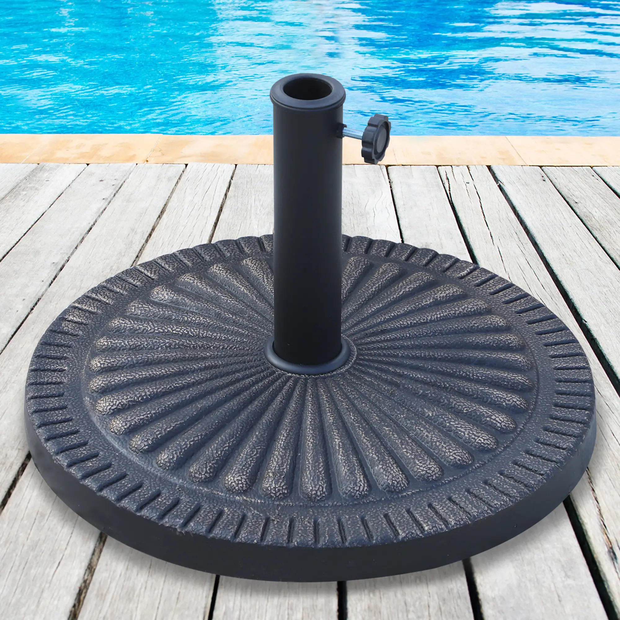 31 lbs 19" Bronze Market Umbrella Base, Patio Stand, Bronze - Image 2