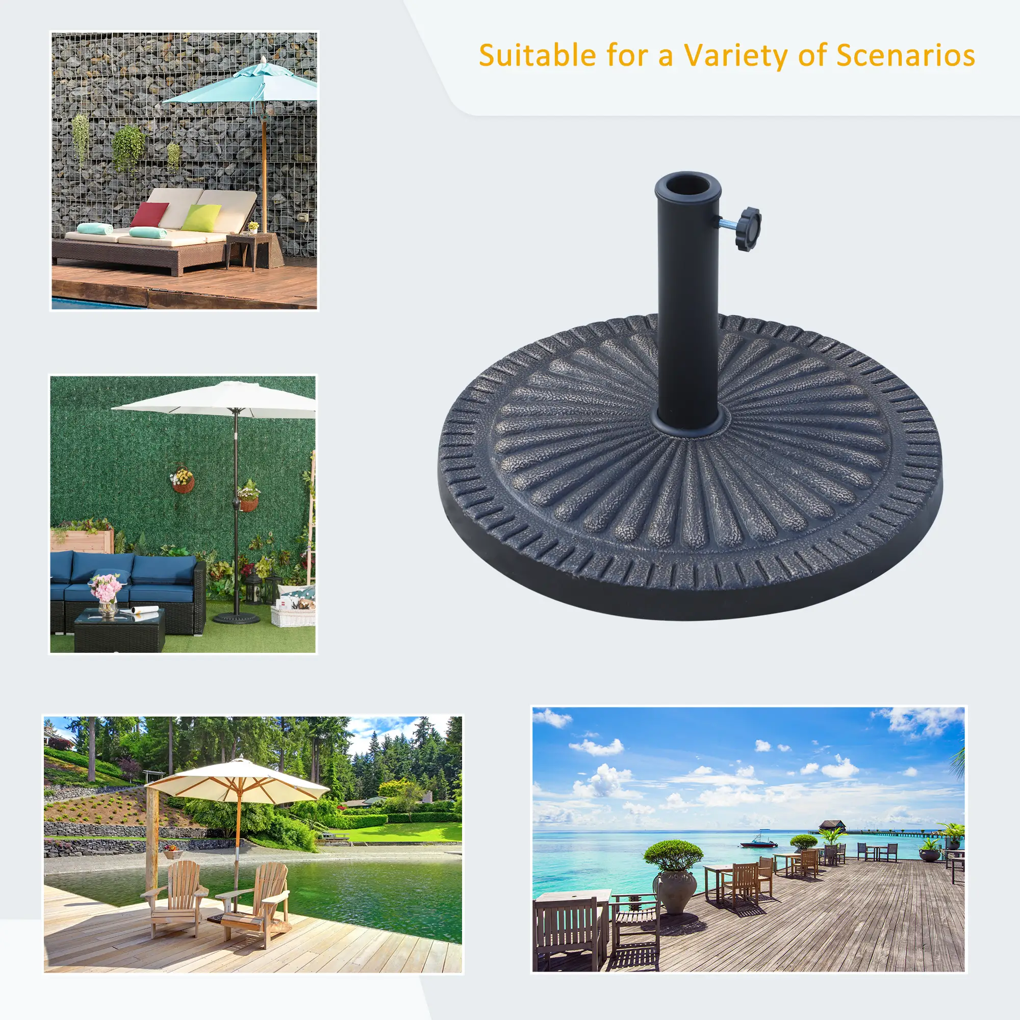 31 lbs 19" Bronze Market Umbrella Base, Patio Stand, Bronze - Image 4