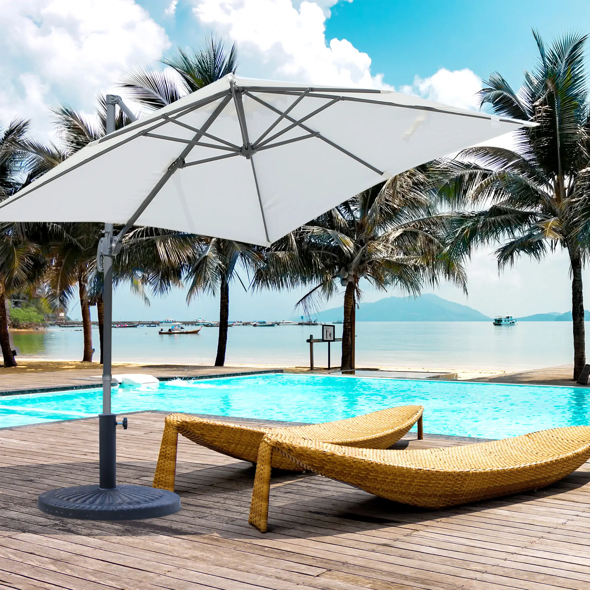 31 lbs 19" Bronze Market Umbrella Base, Patio Stand, Bronze - Image 8