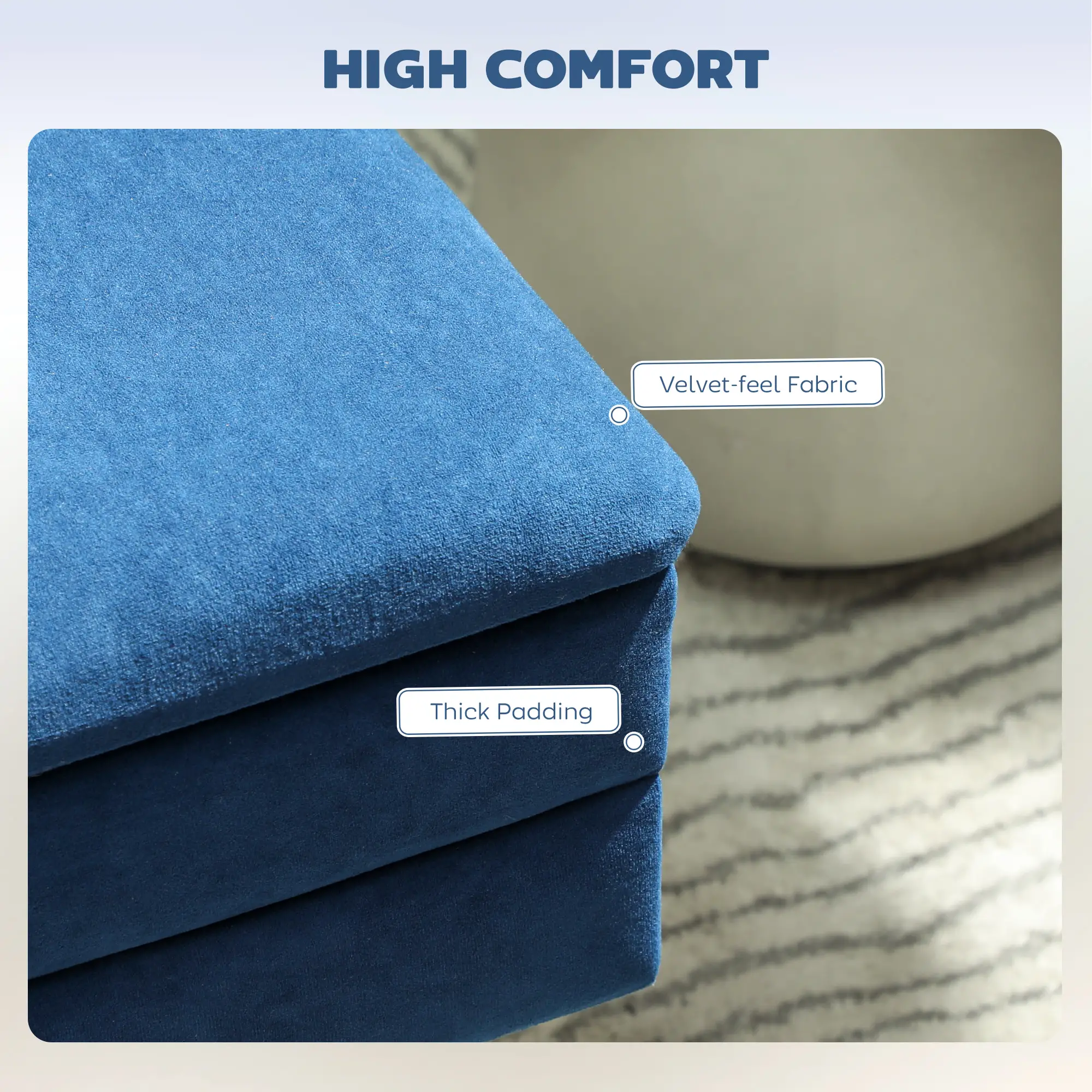 31" Velvet Storage Ottoman, Bed Bench With Steel Legs, Foot Stool, Velvet - Image 4
