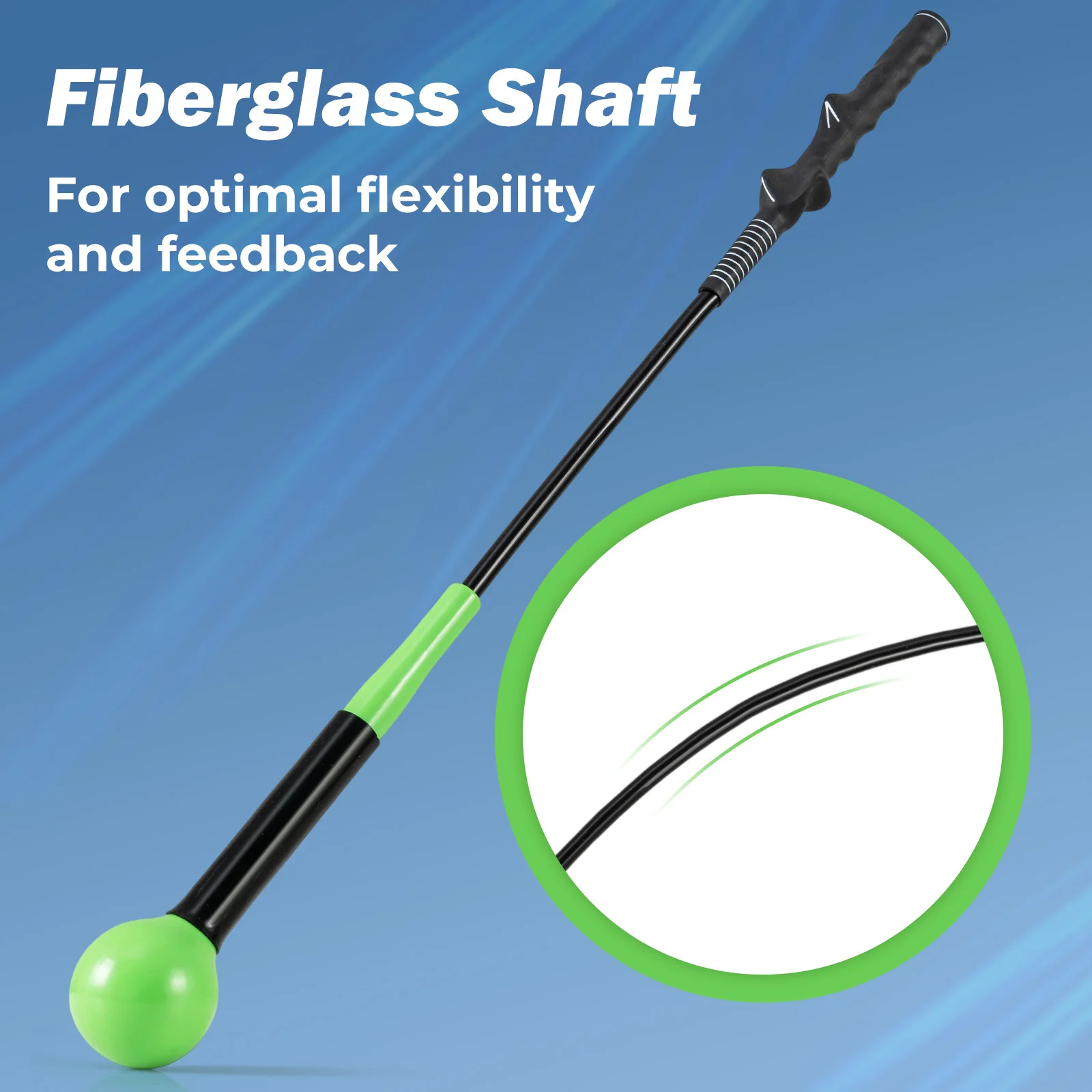 31.5 Inch Golf Swing Trainer Aid with Weighted Head for Grip Rhythm Balance, Green - Image 10