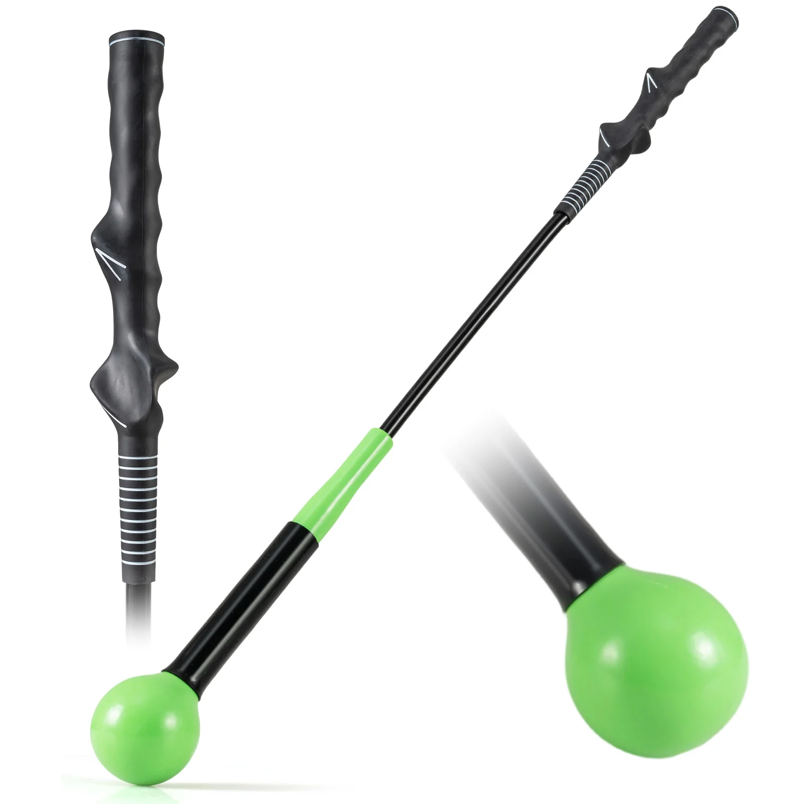 31.5 Inch Golf Swing Trainer Aid with Weighted Head for Grip Rhythm Balance, Green - Image 5