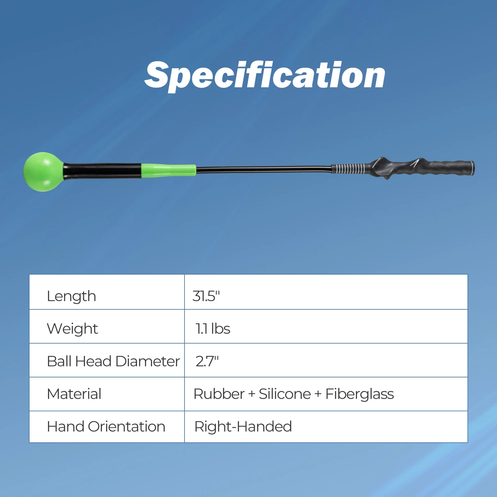 31.5 Inch Golf Swing Trainer Aid with Weighted Head for Grip Rhythm Balance, Green - Image 6